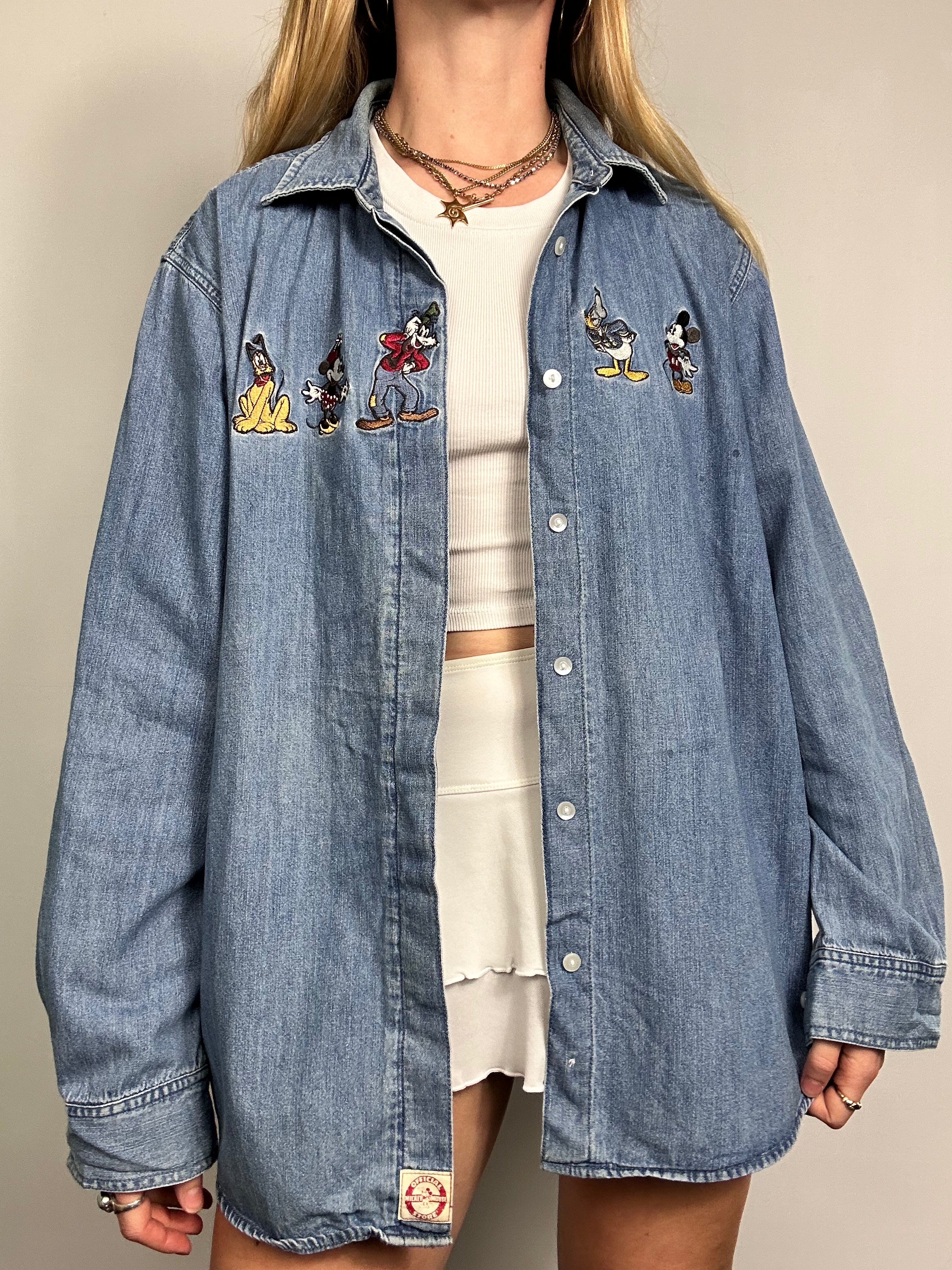 Mickey Mouse 90's Denim Shirt Size L