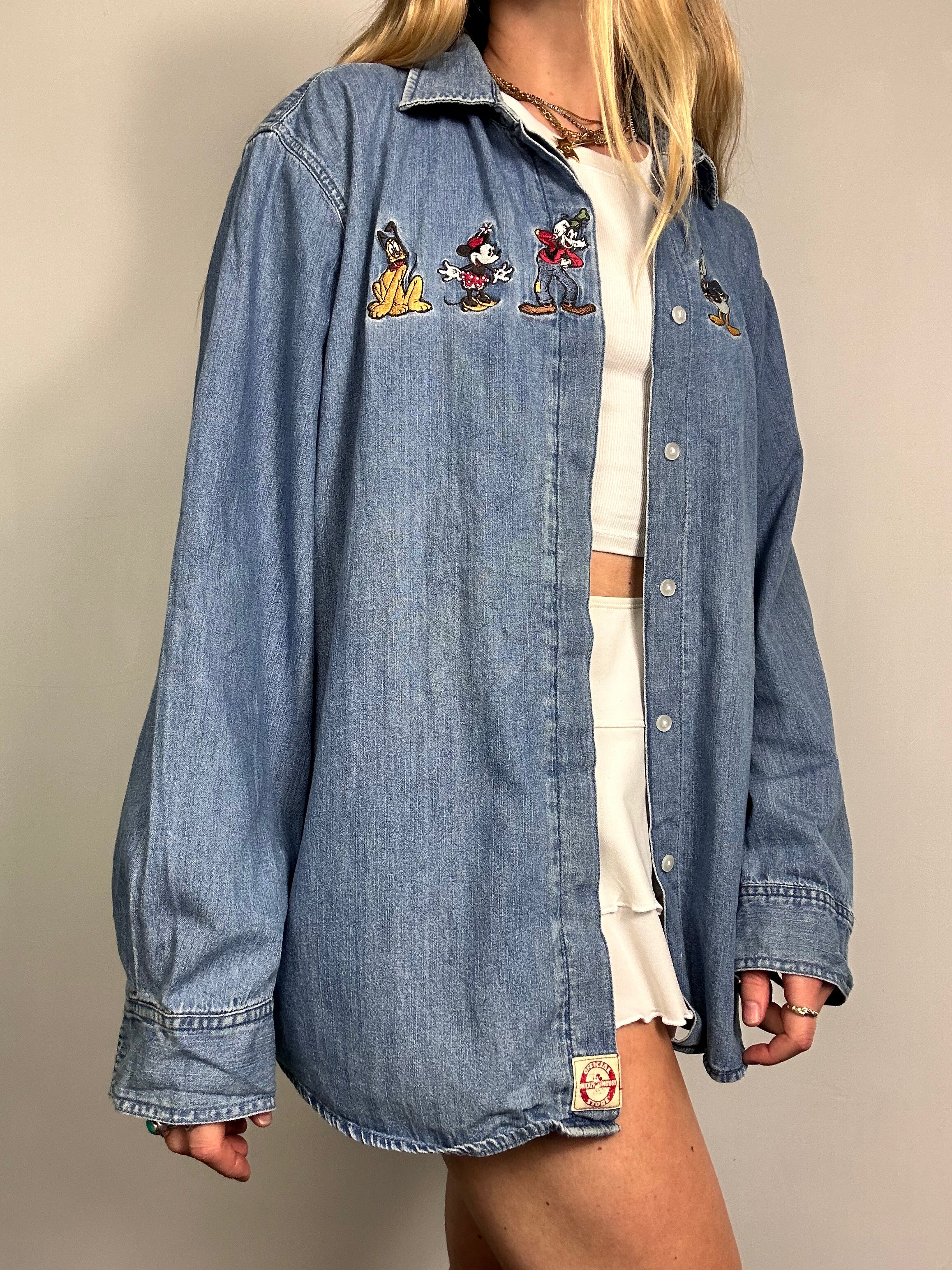 Mickey Mouse 90's Denim Shirt Size L