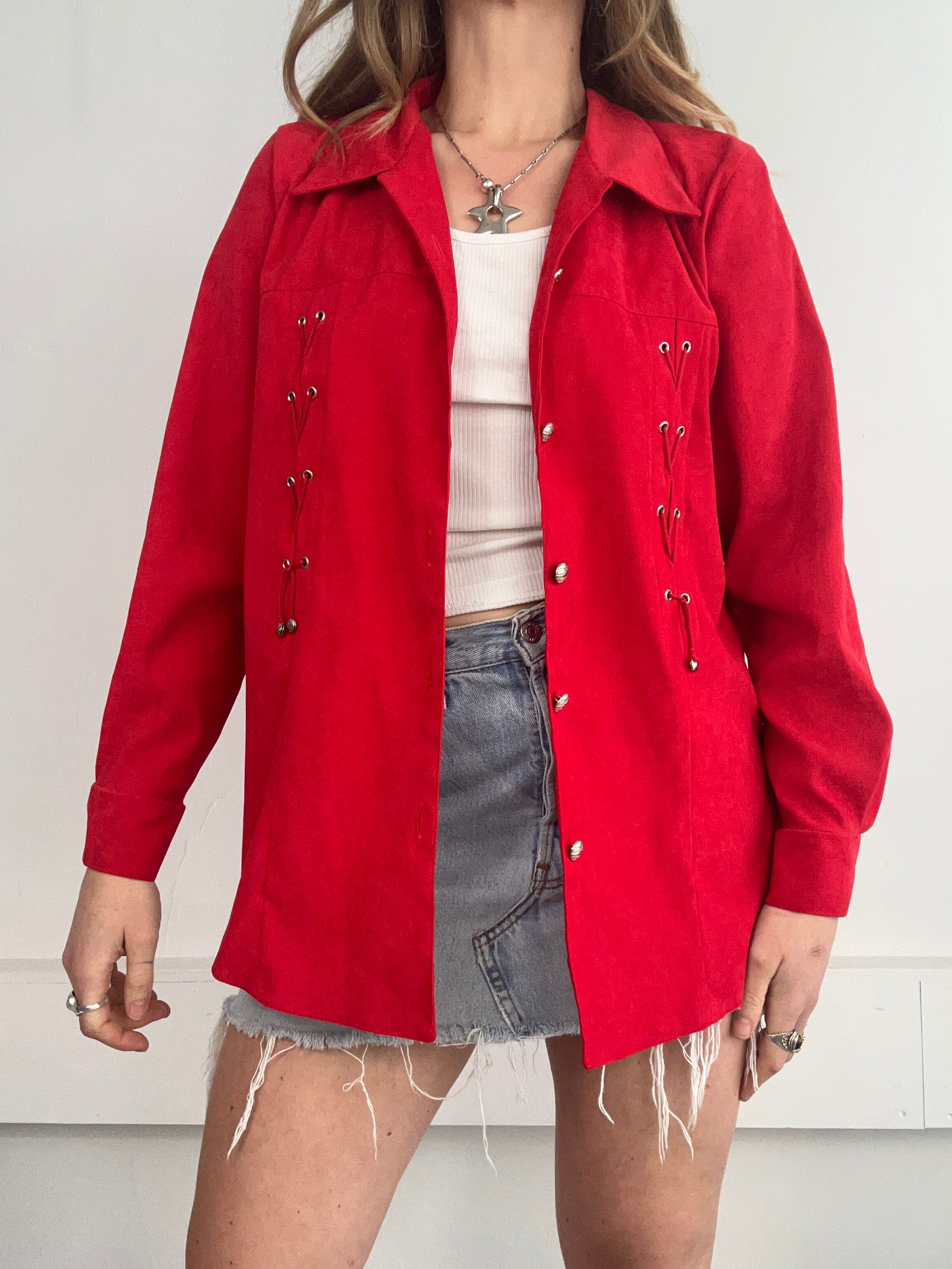 Red Corset Shirt Size M