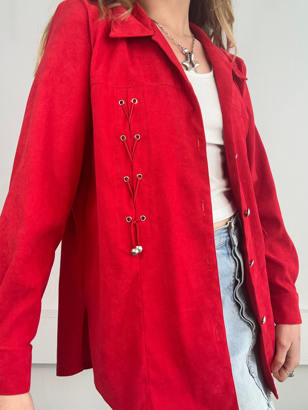 Red Corset Shirt Size M