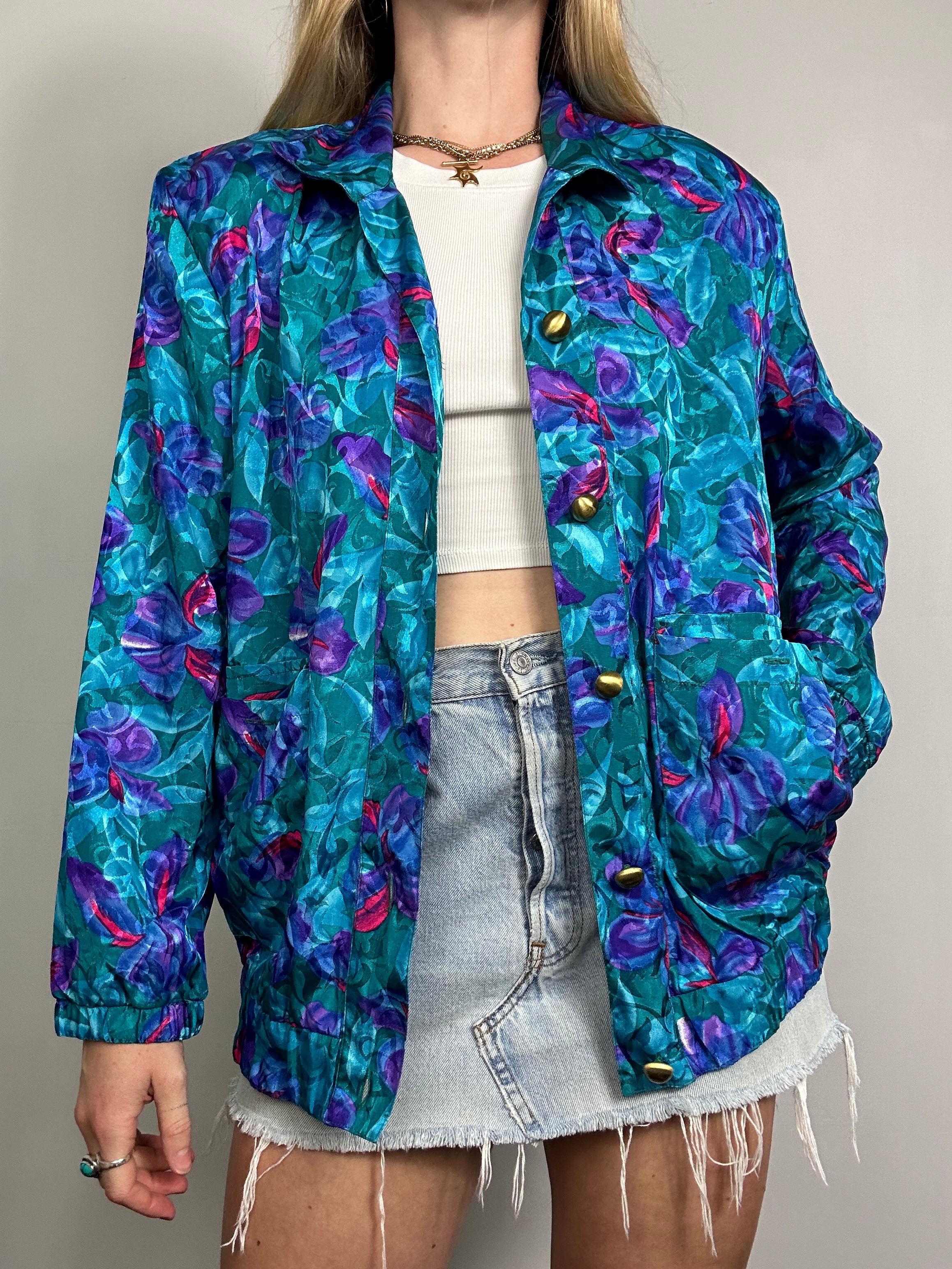 Floral 80's lightweight Jacket Size 12