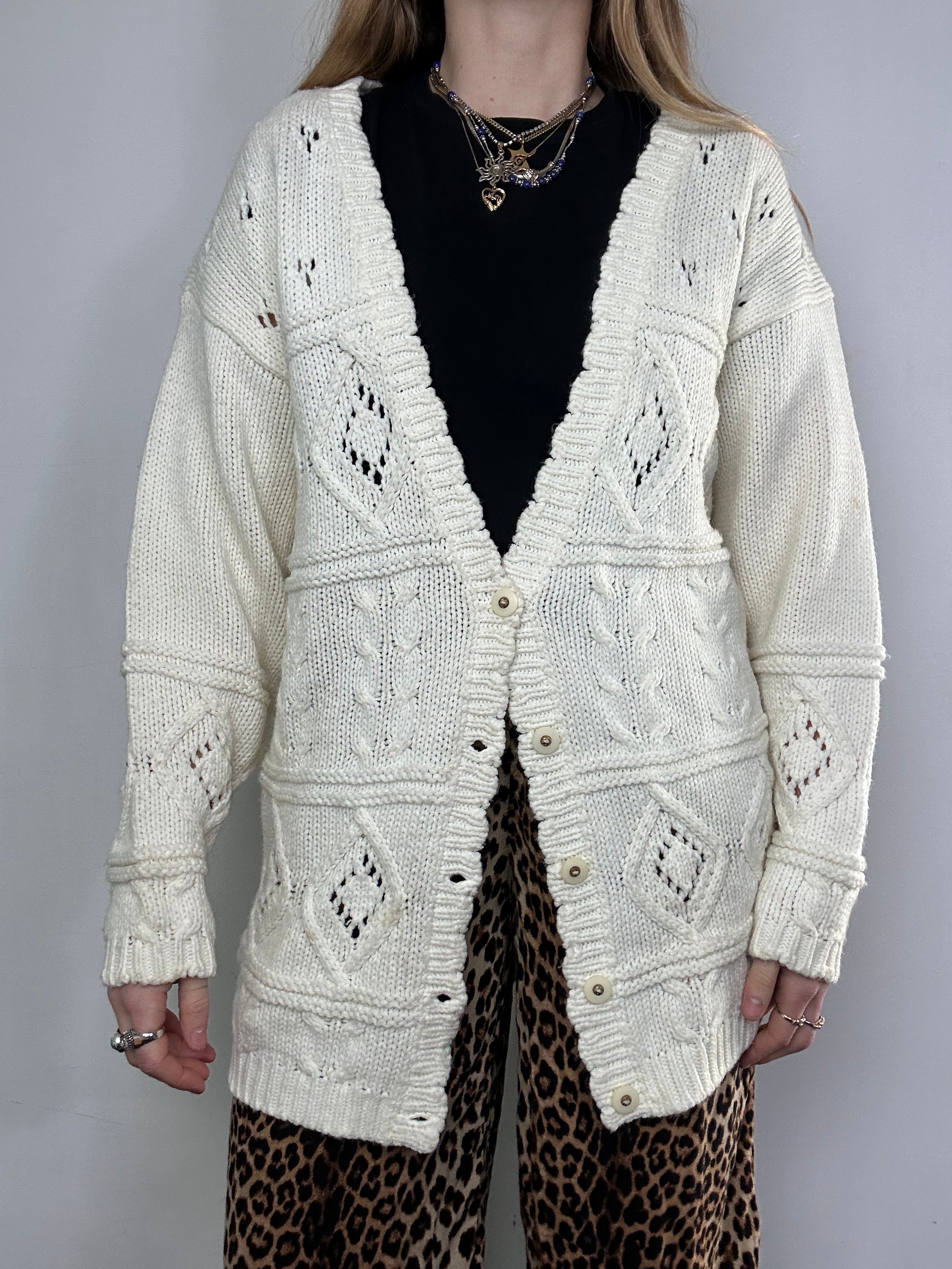 White Knitted Cardigan Size M