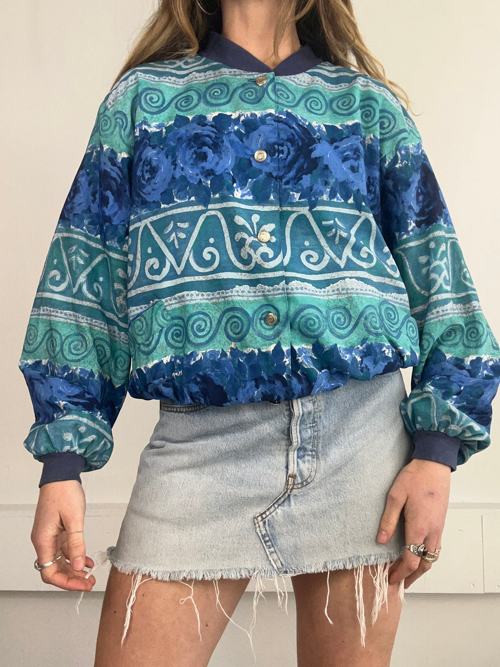 Blue Spiral Print 80's Bomber Size 10/12