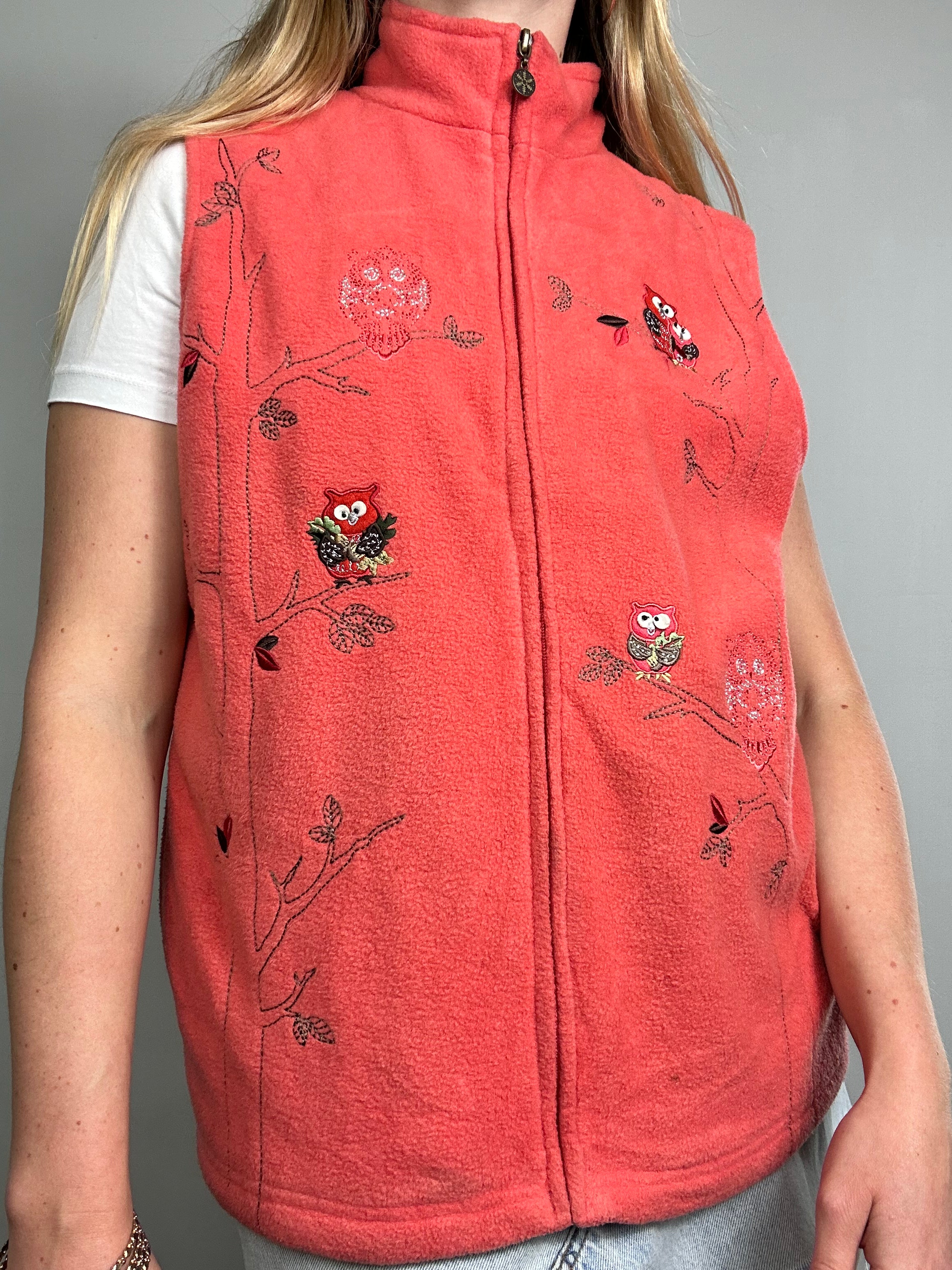 Peach Owl Fleece Size M