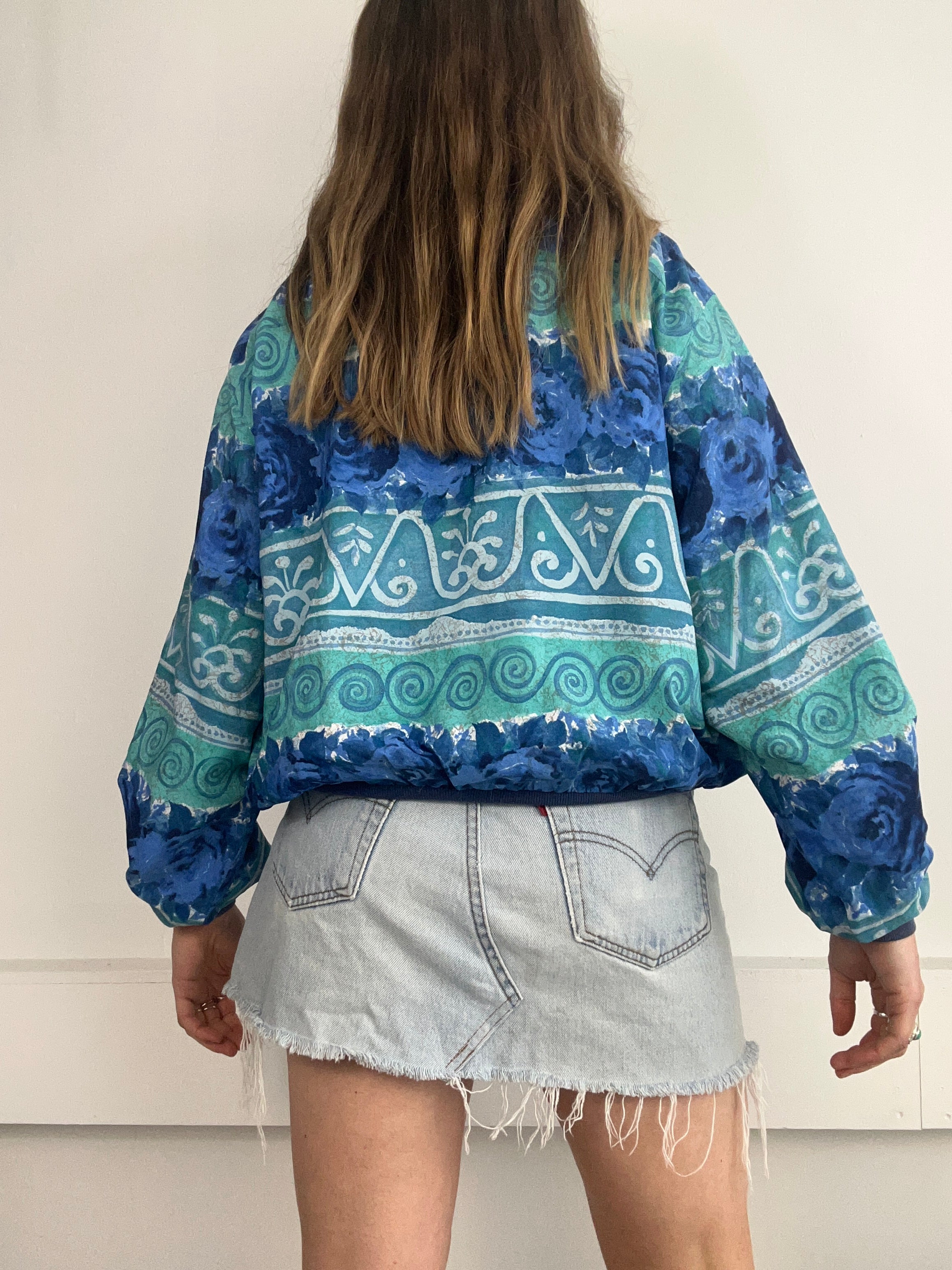 Blue Spiral Print 80's Bomber Size 10/12