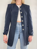 Striped Navy 80's Pinstripe Blazer Size 10