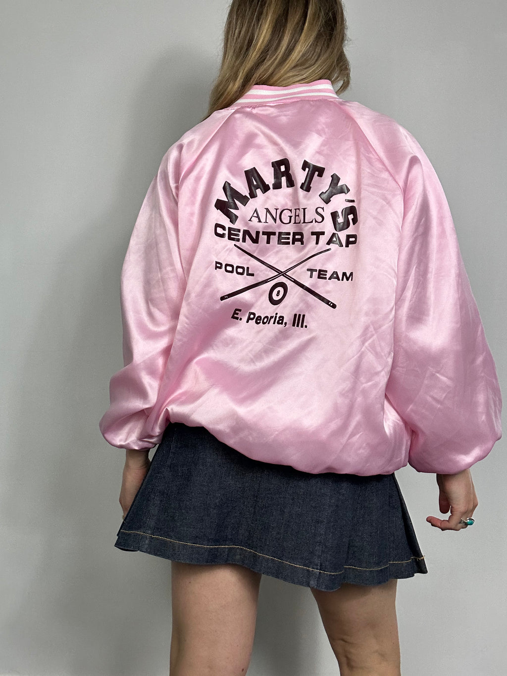 Pink Satin 80's Bomber Jacket Size M