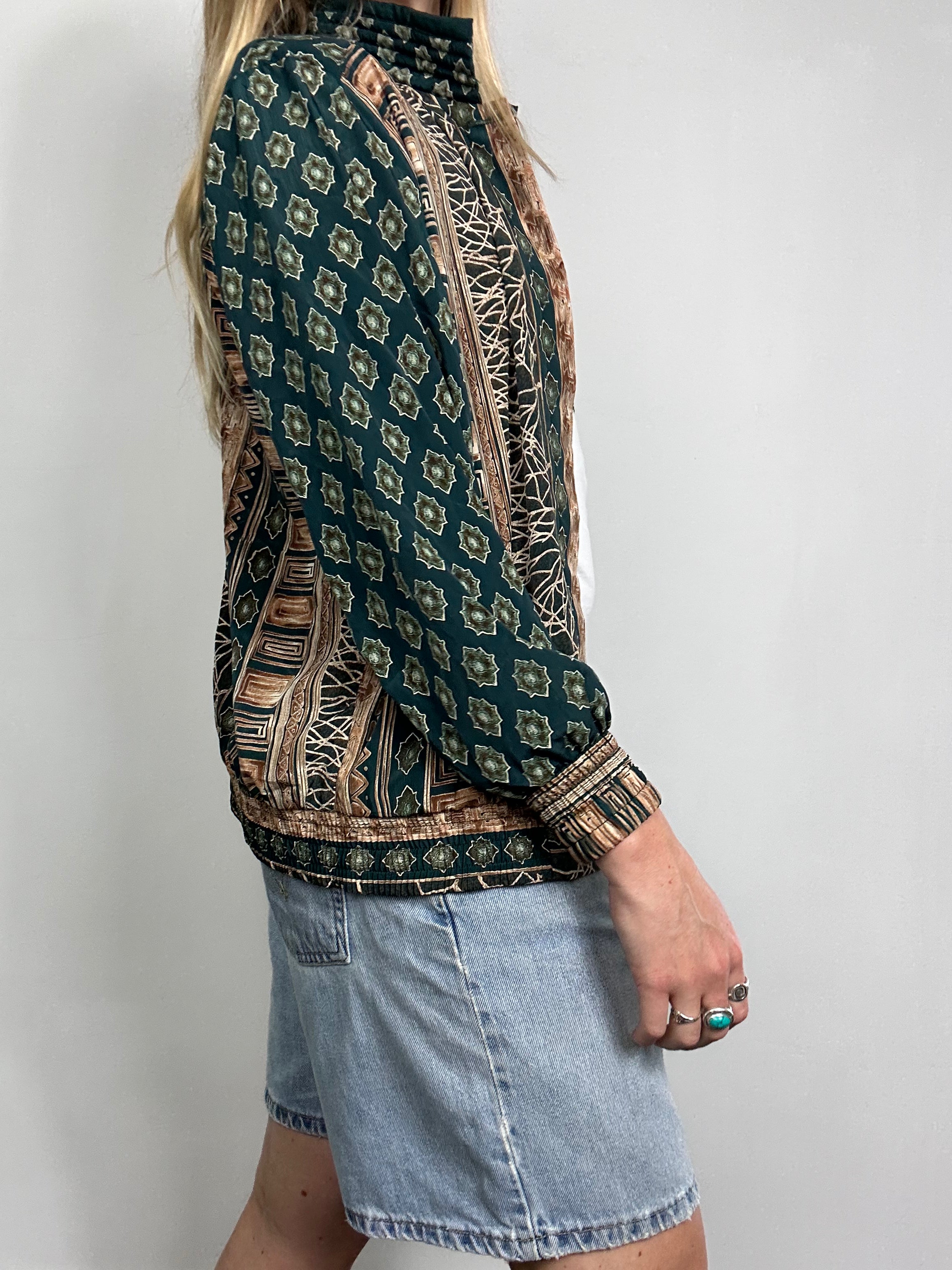 Green printed Shirt Jacket Size 10