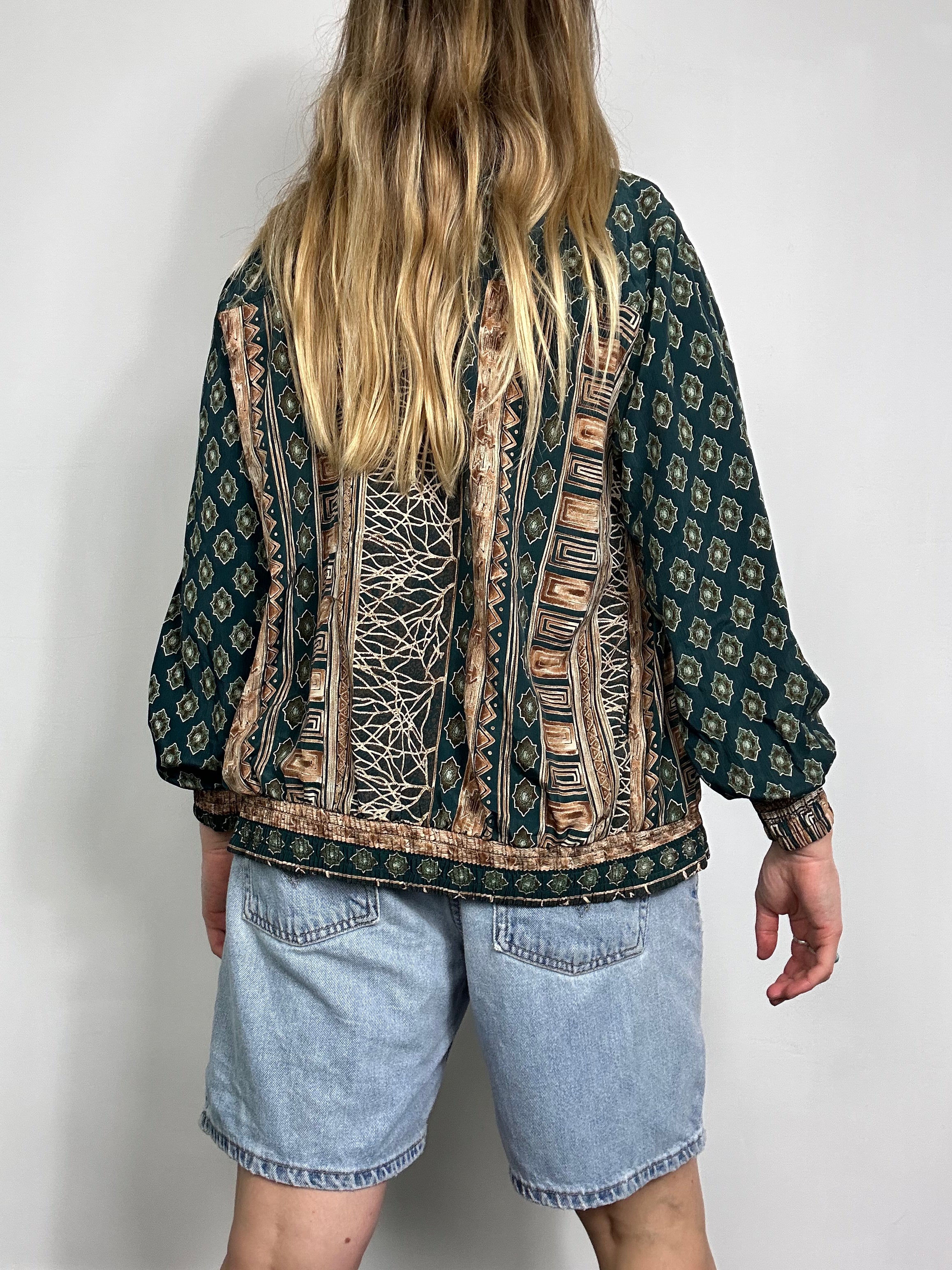 Green printed Shirt Jacket Size 10