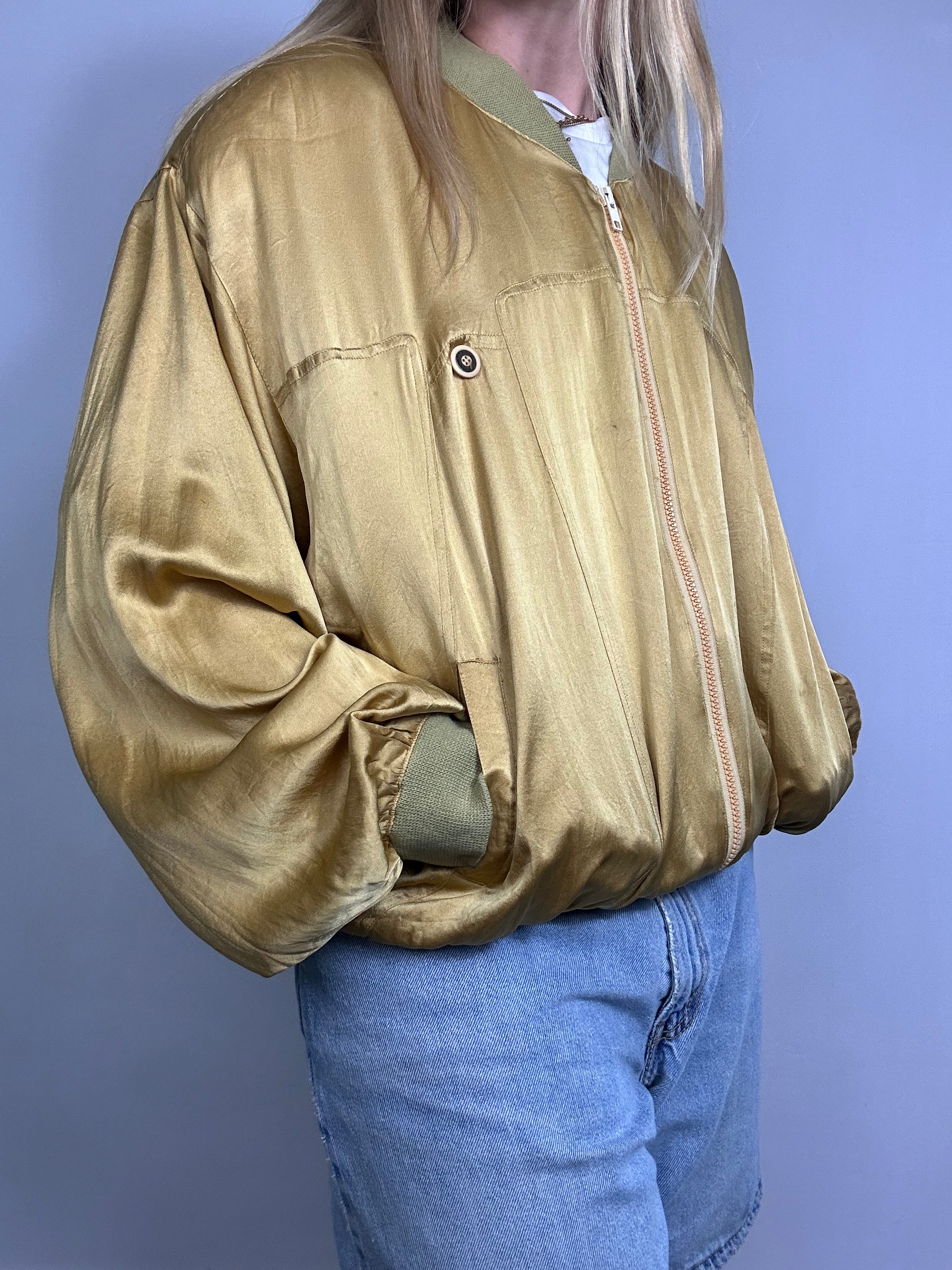 Gold 80's Silk Bomber Size M/L