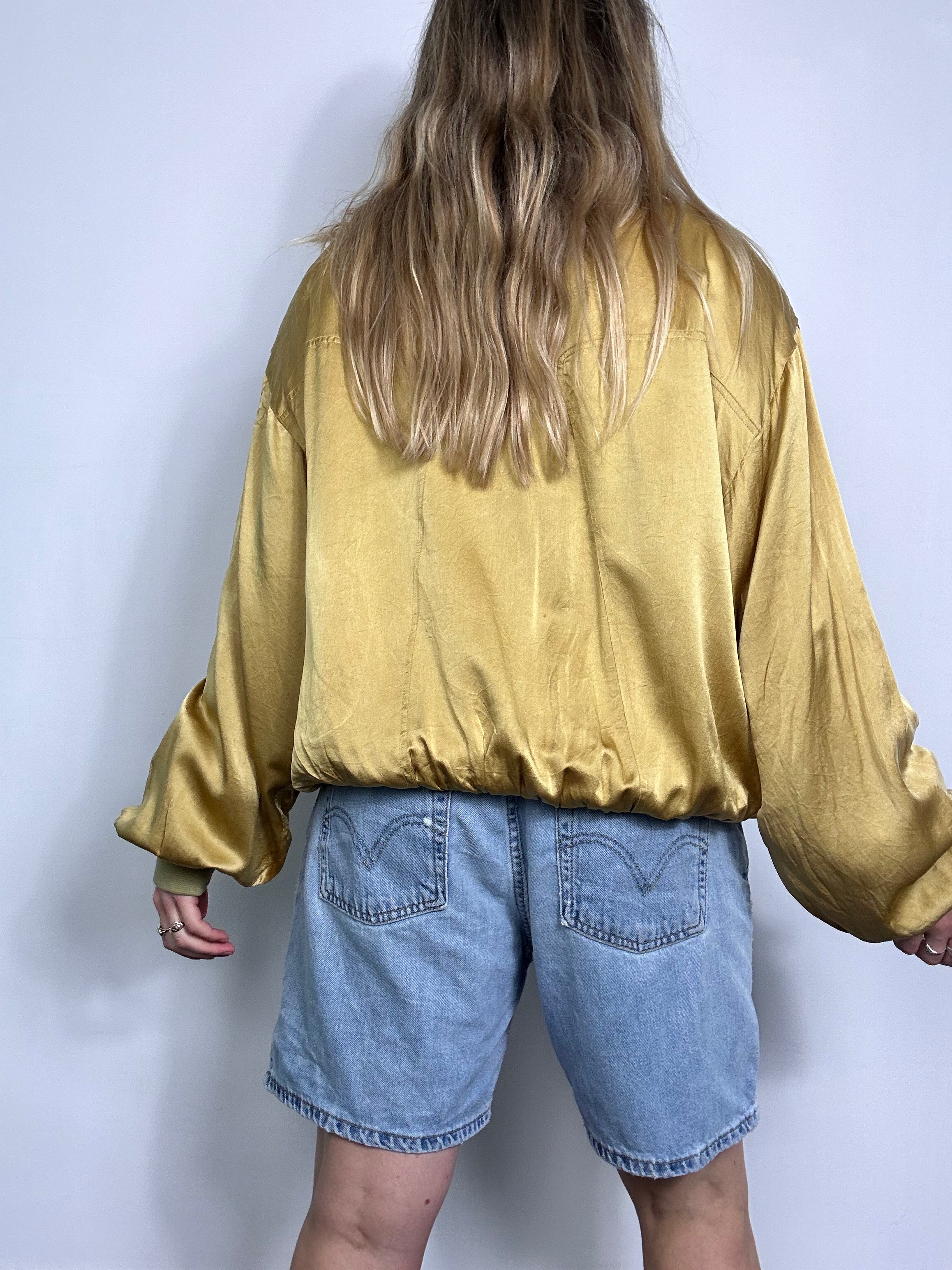 Gold 80's Silk Bomber Size M/L