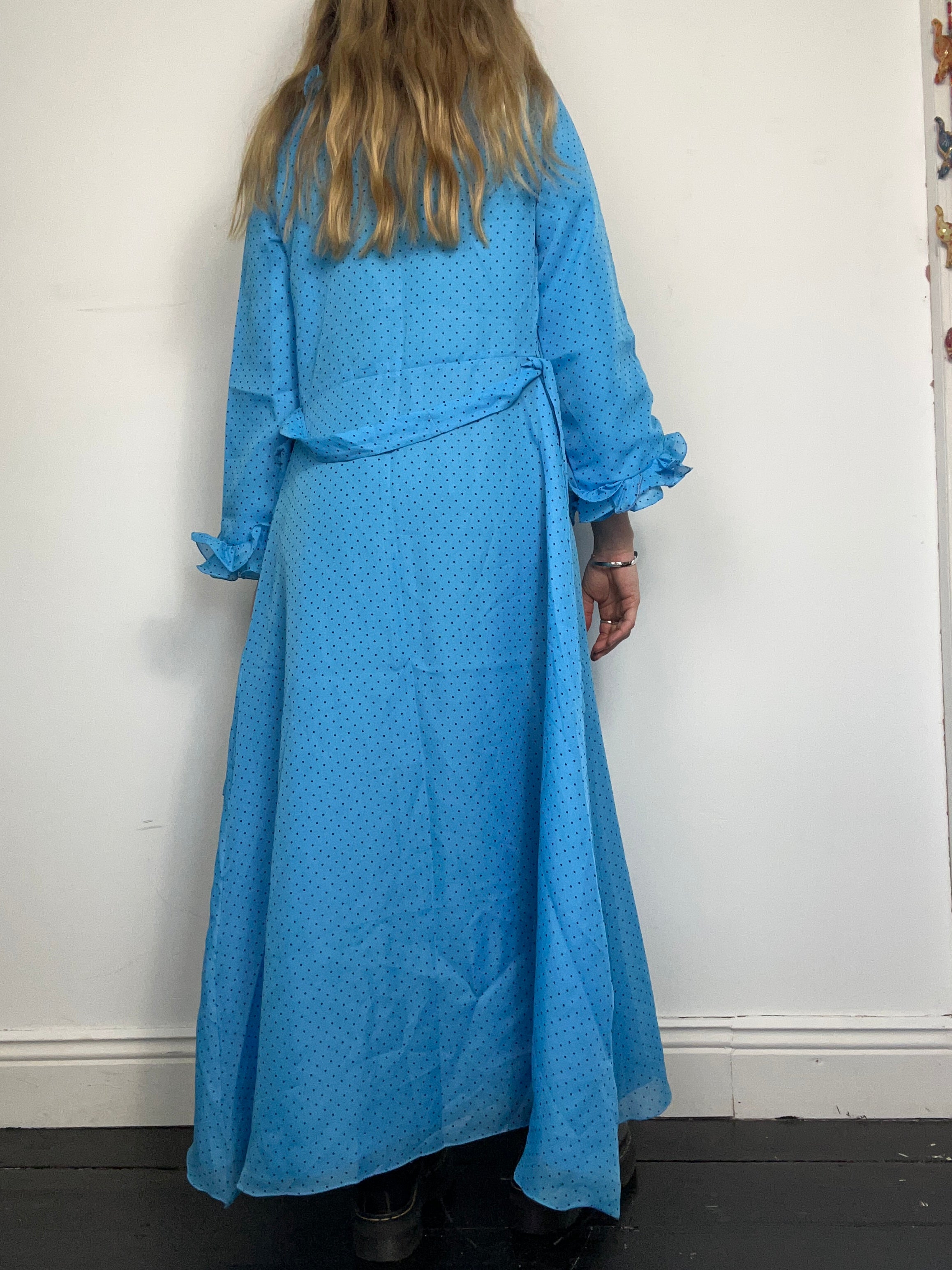 Blue 1970's Polkadot Duster