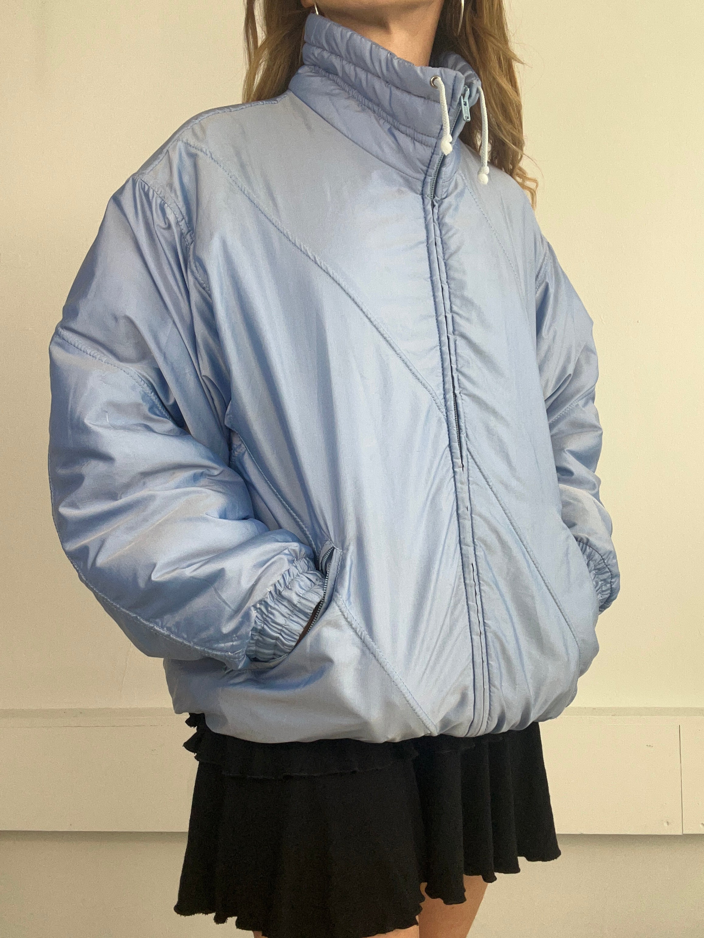 Baby Blue 80's Bomber Jacket Size M/L