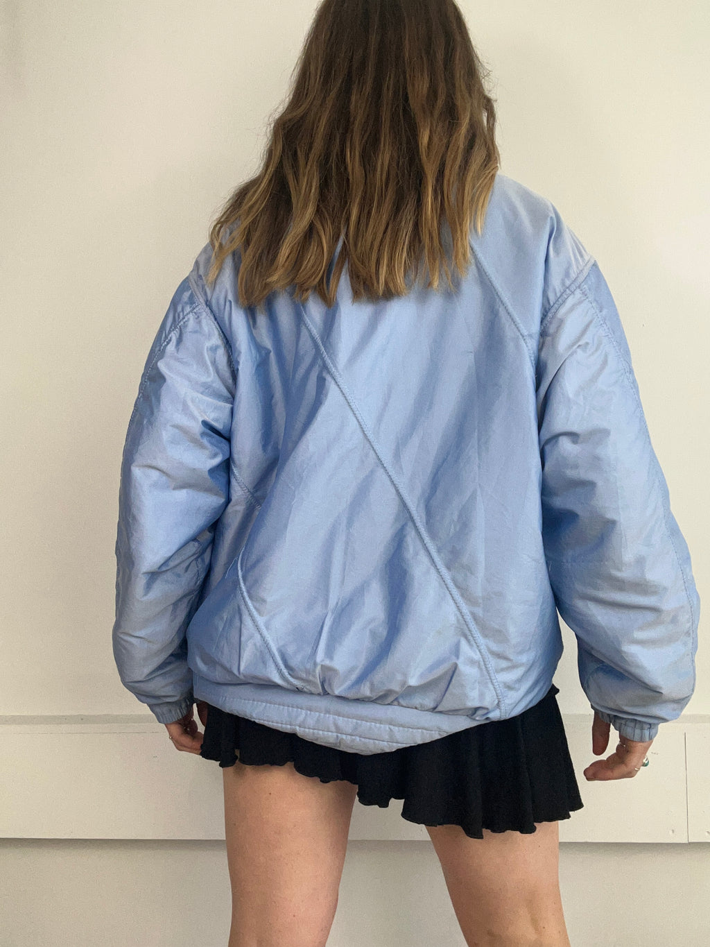 Baby Blue 80's Bomber Jacket Size M/L