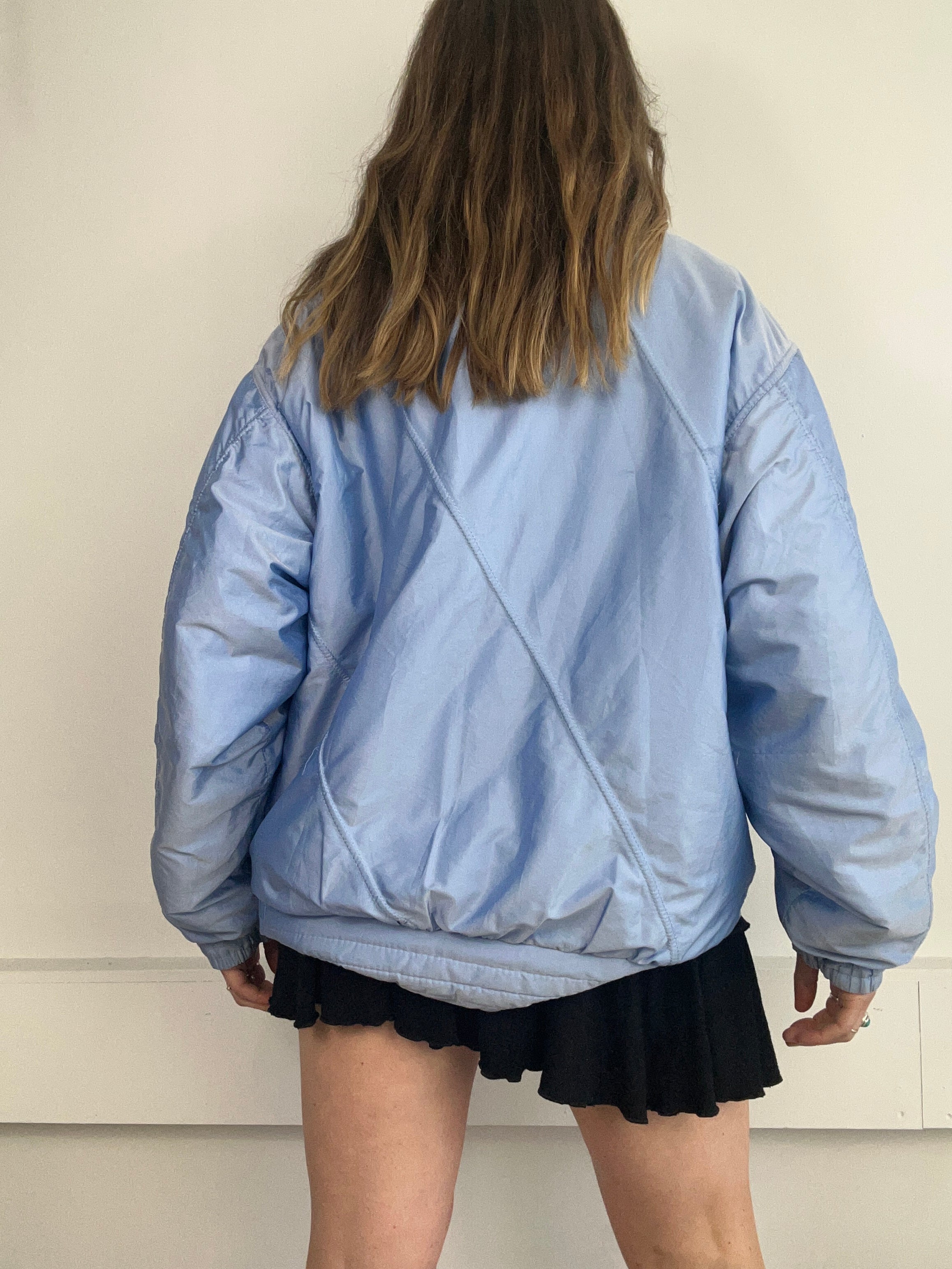 Baby Blue 80's Bomber Jacket Size M/L