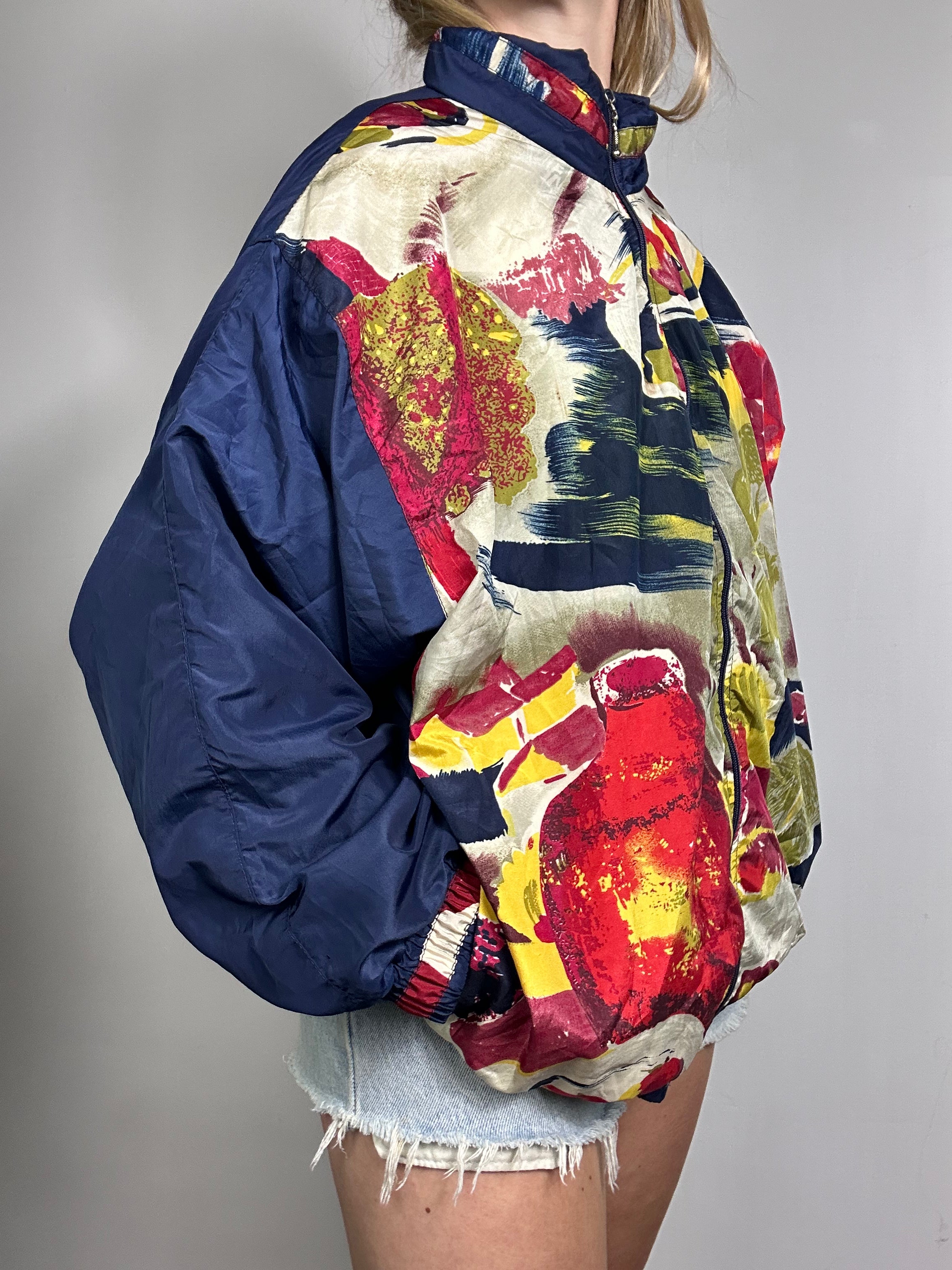 Navy 90's Paint graphic Shell Jacket Size M