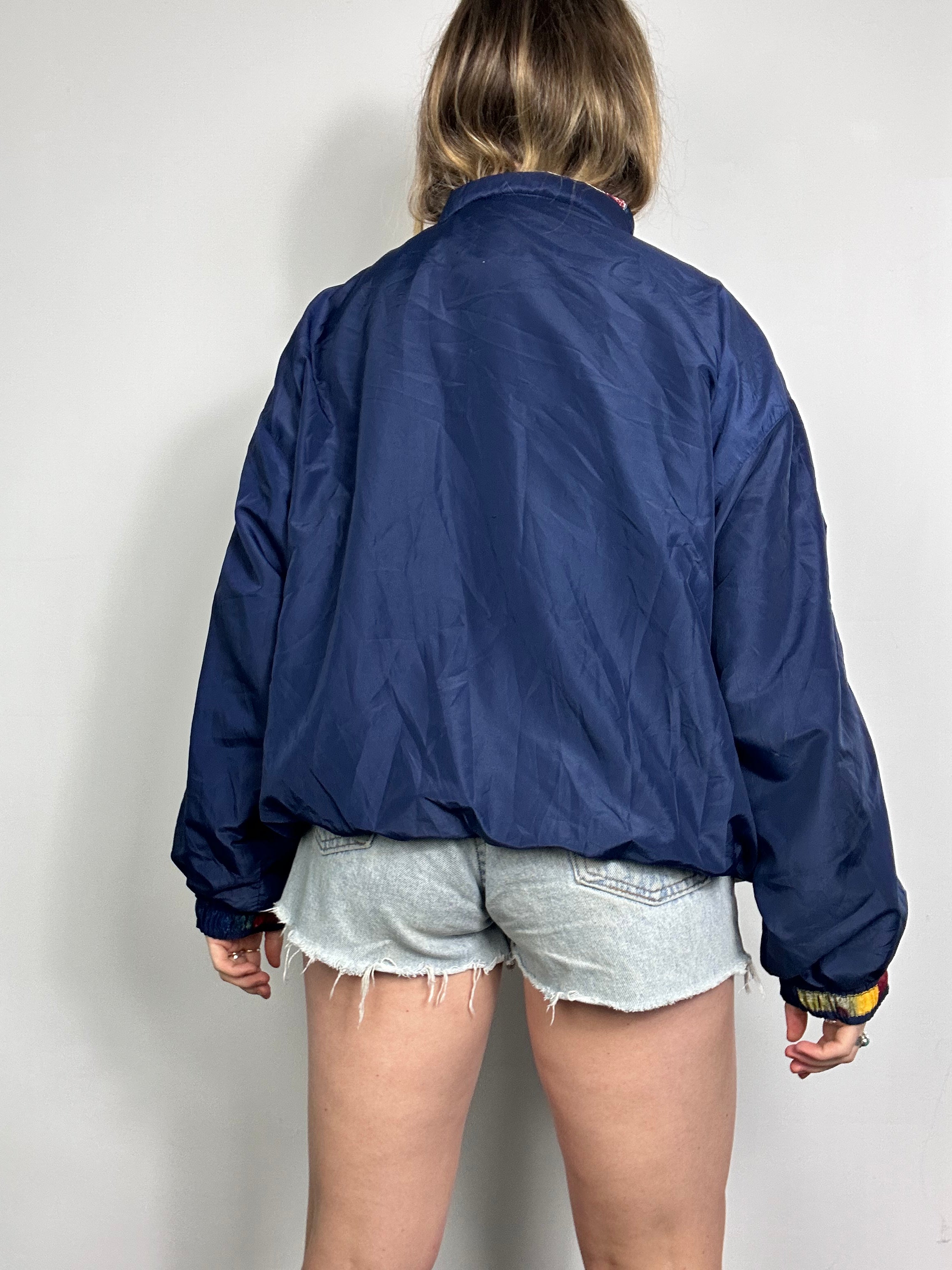 Navy 90's Paint graphic Shell Jacket Size M