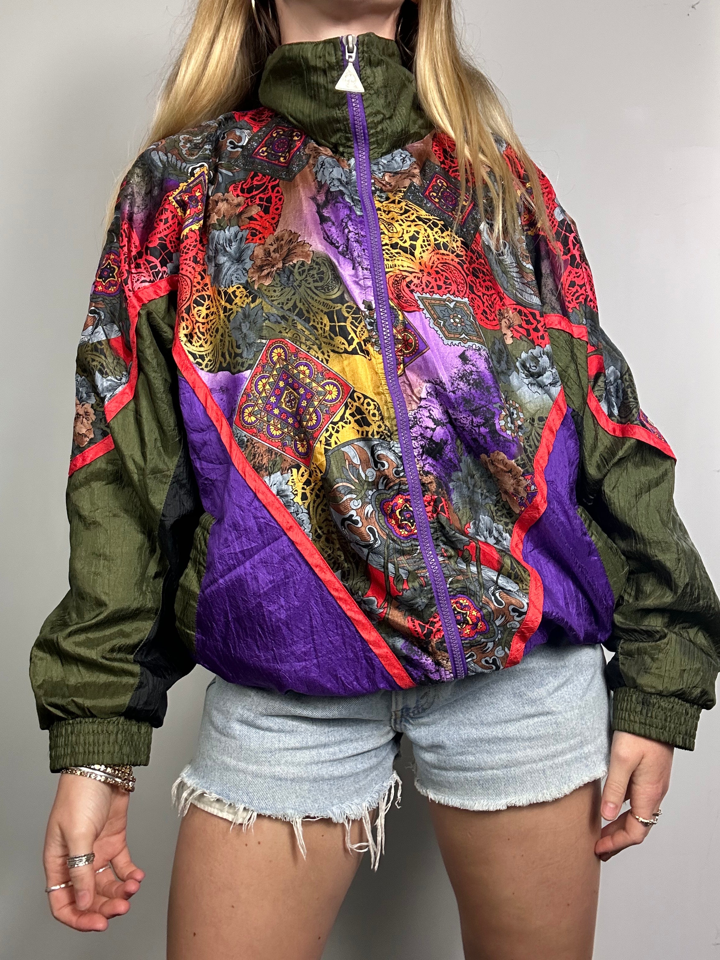 kaki And Purple Shell Jacket Size M