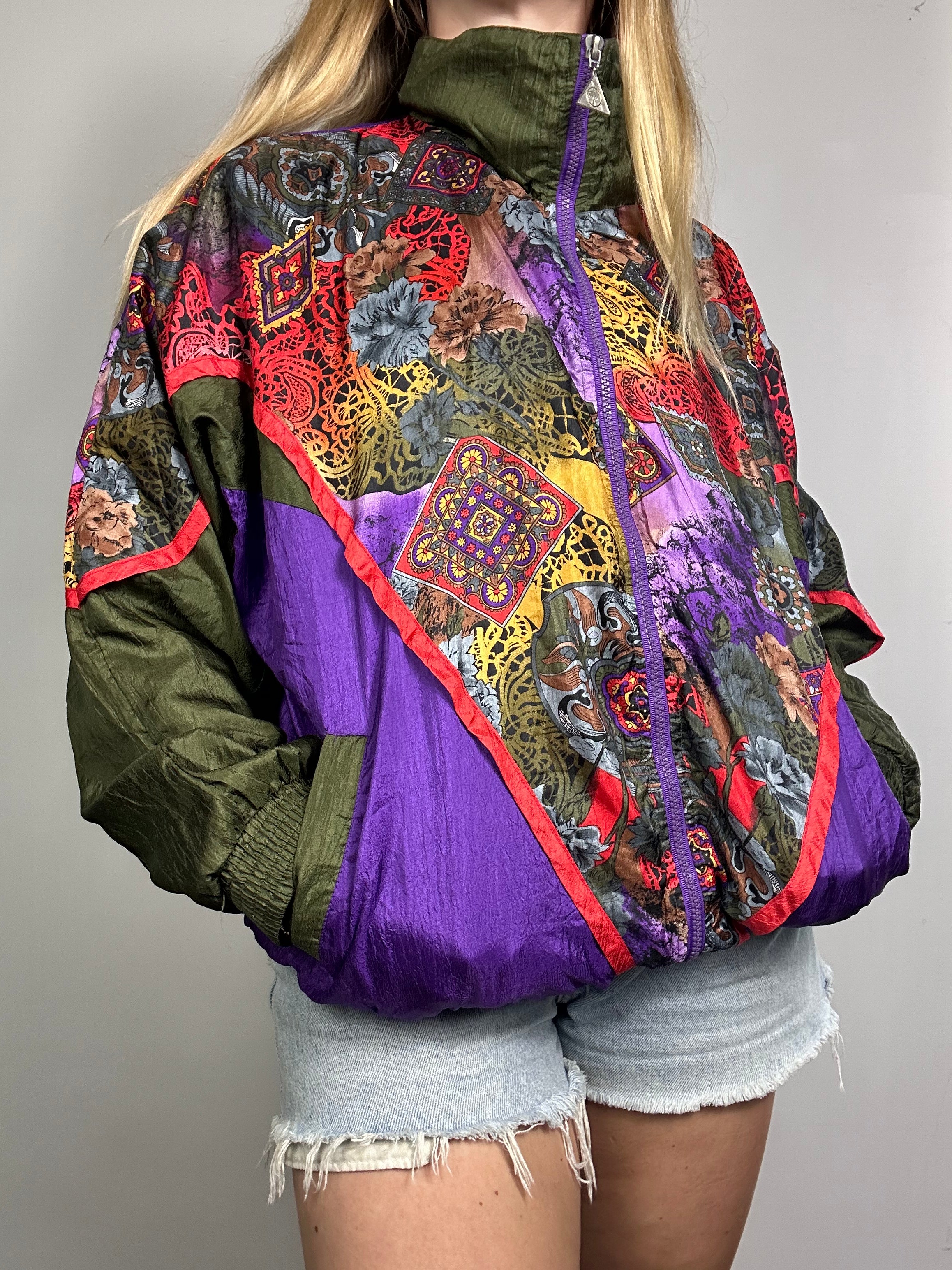 kaki And Purple Shell Jacket Size M