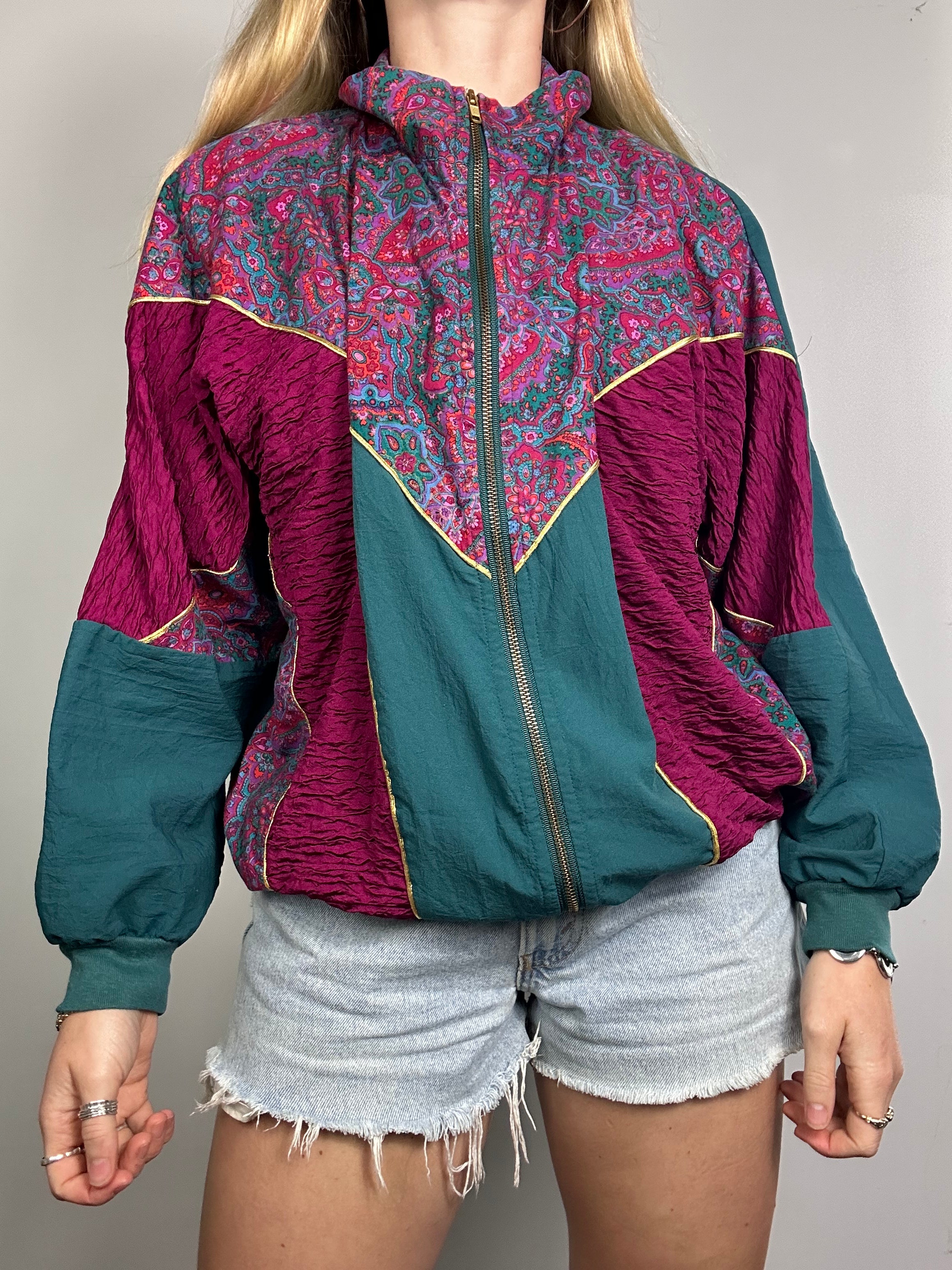 Teal 80's Bomber Jacket Size M