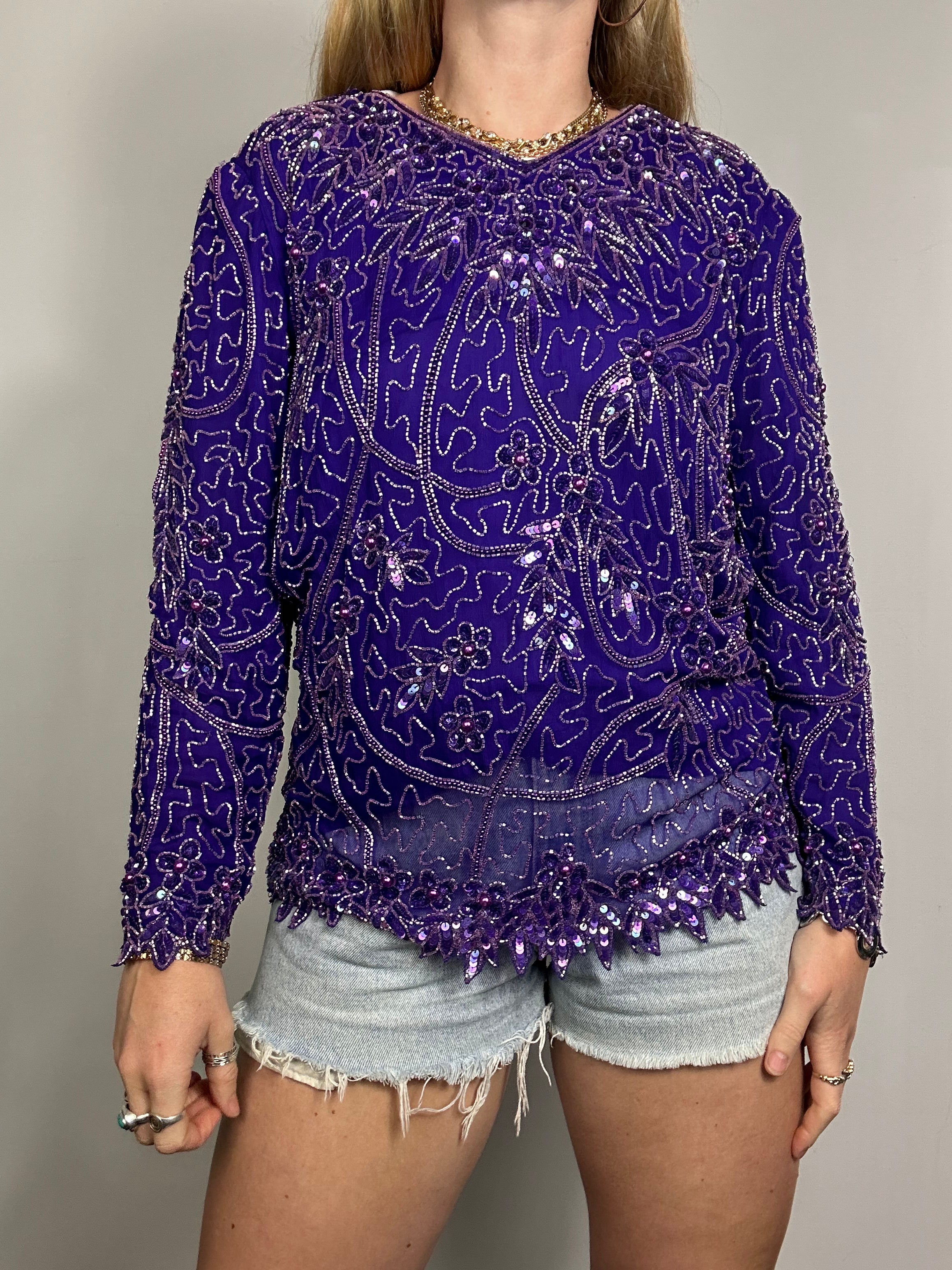 Purple Sequin 80's Top Size 10