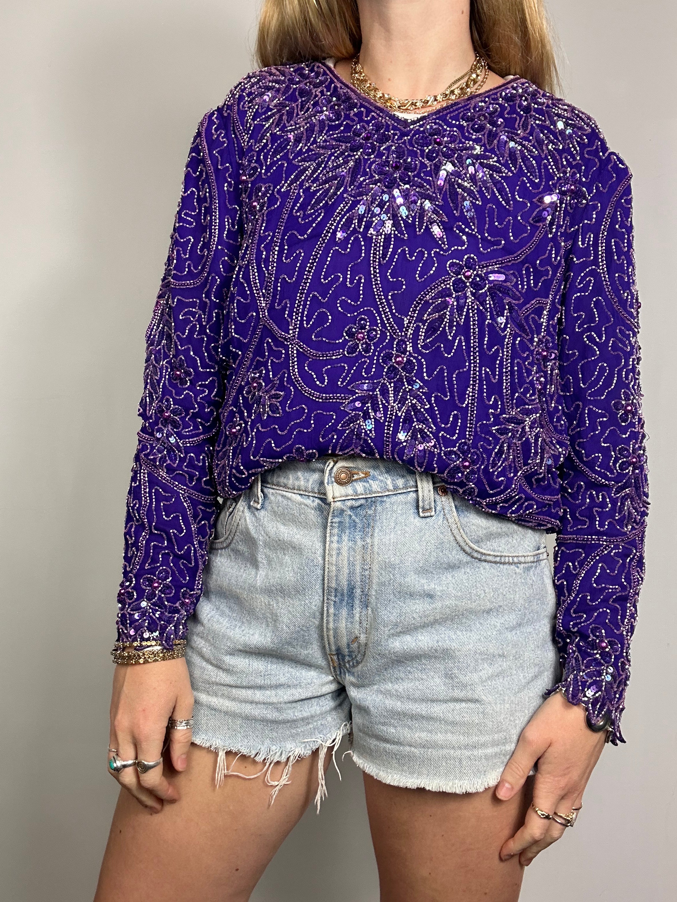 Purple Sequin 80's Top Size 10