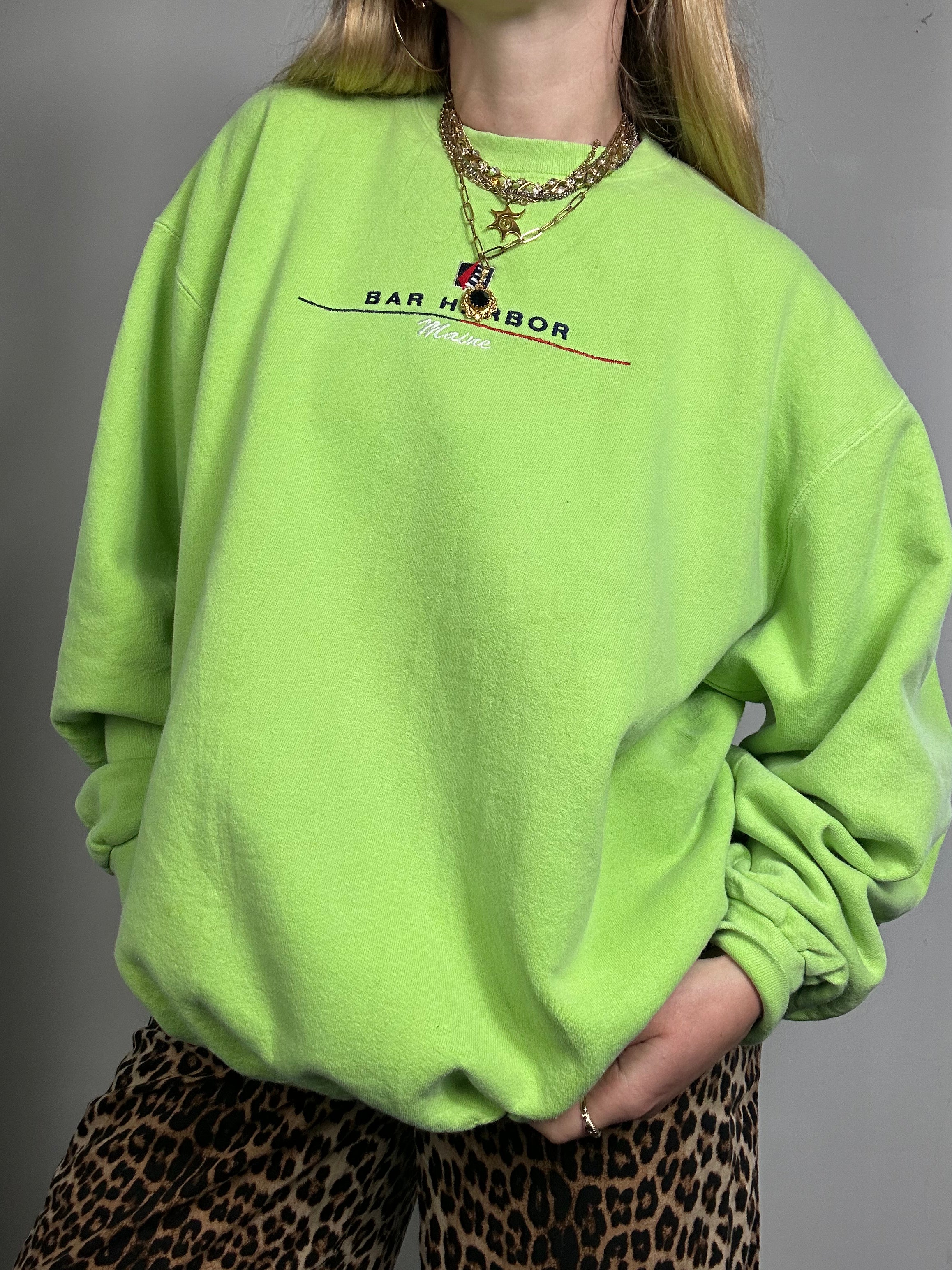 Lime Green Bar Harbor 90's Sweater Size Xl