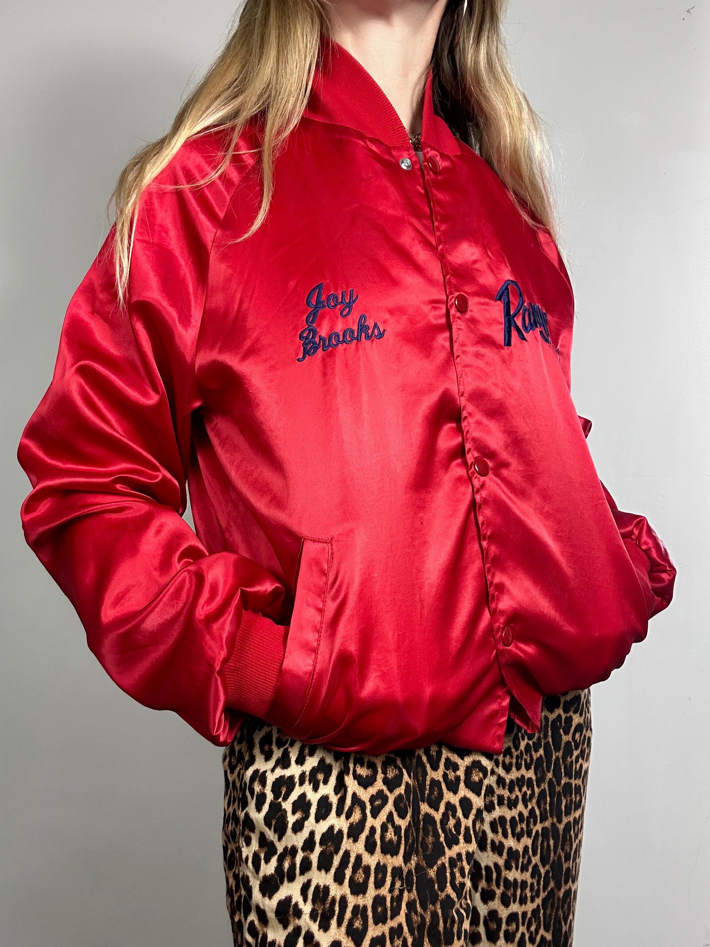 Red Satin Ranger Boat Bomber Size 10