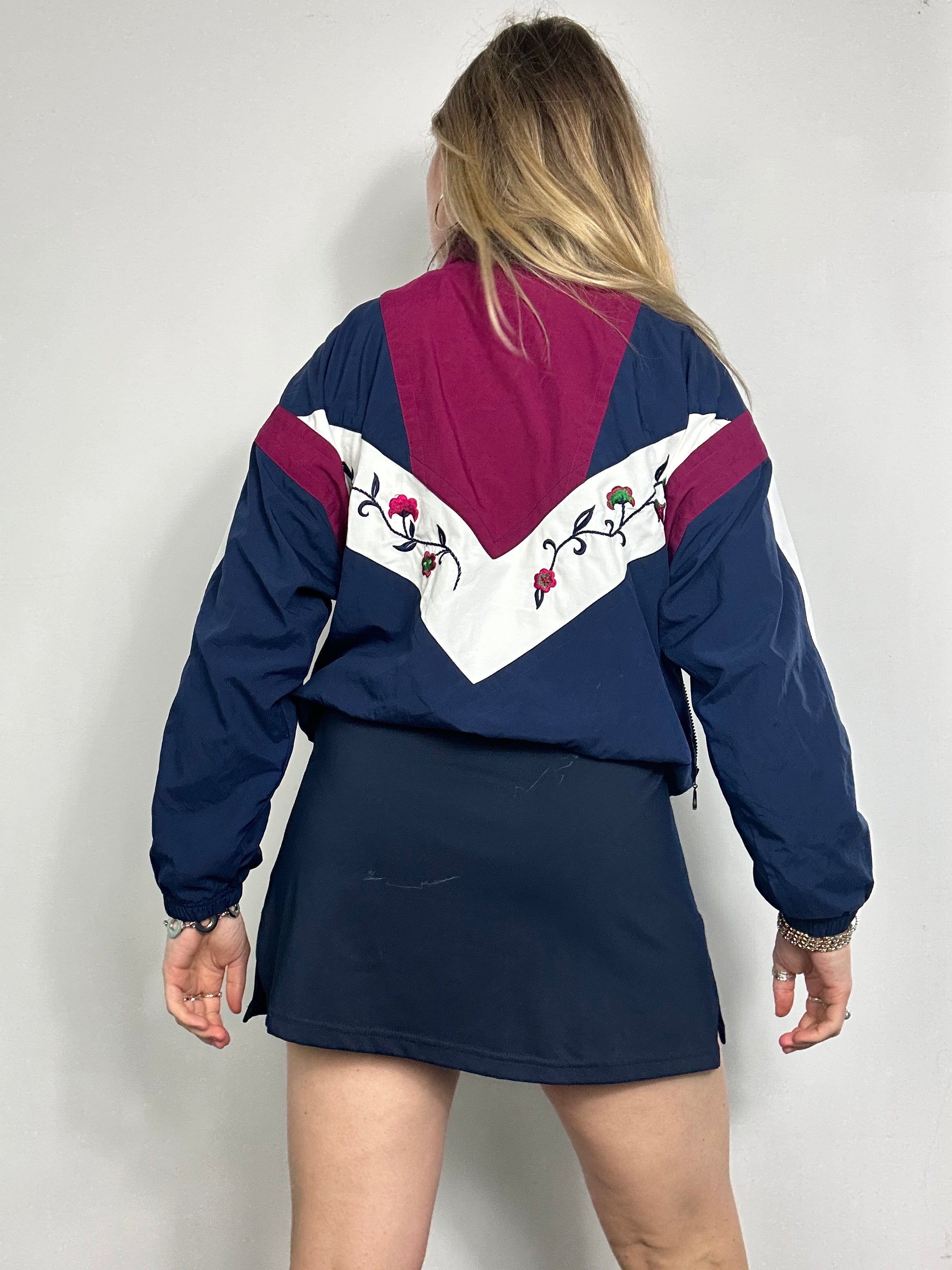 Wine Floral 90's Track Jacket Size 10