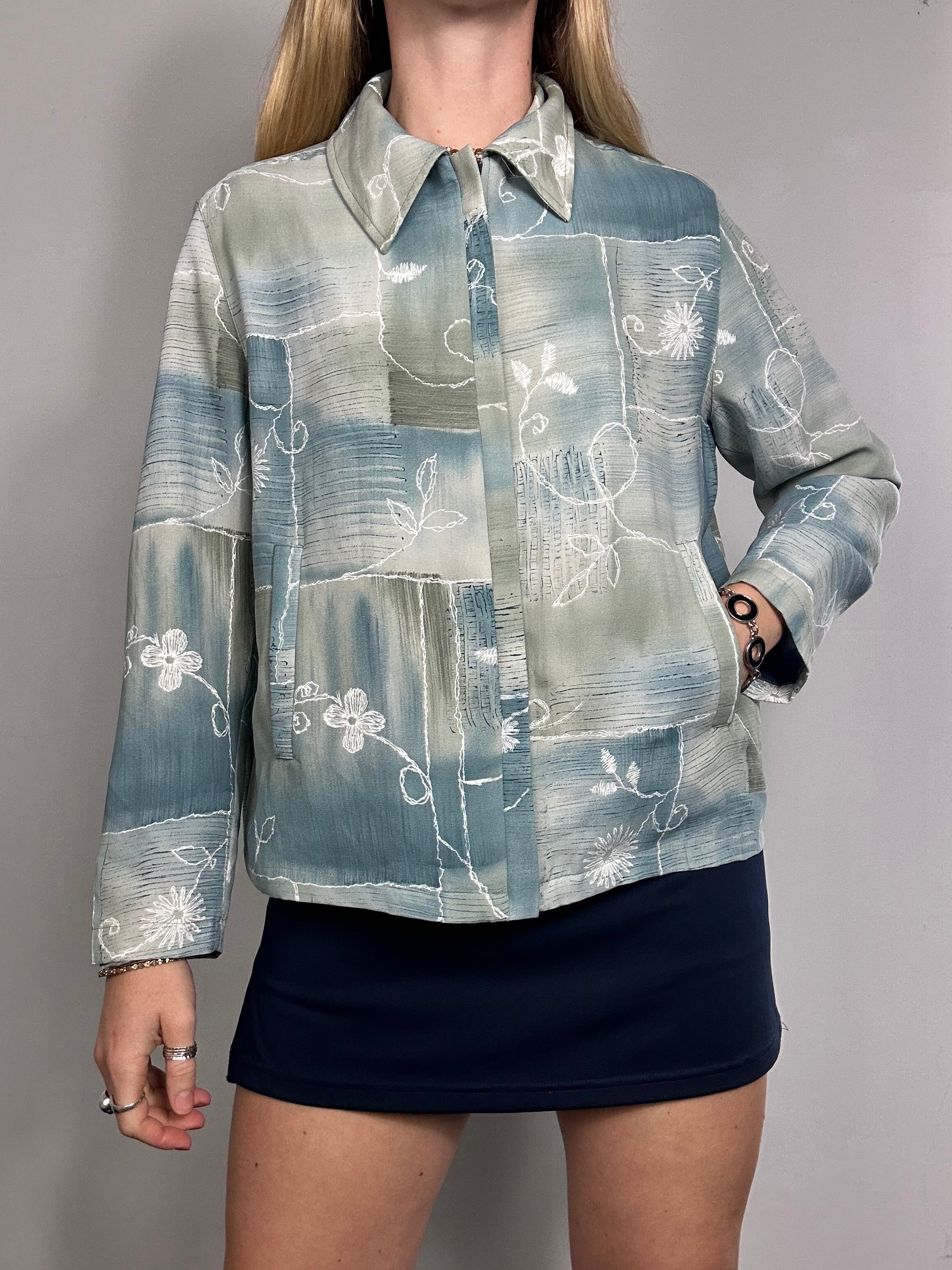 Blue Floral 90's Jacket Size 10/12