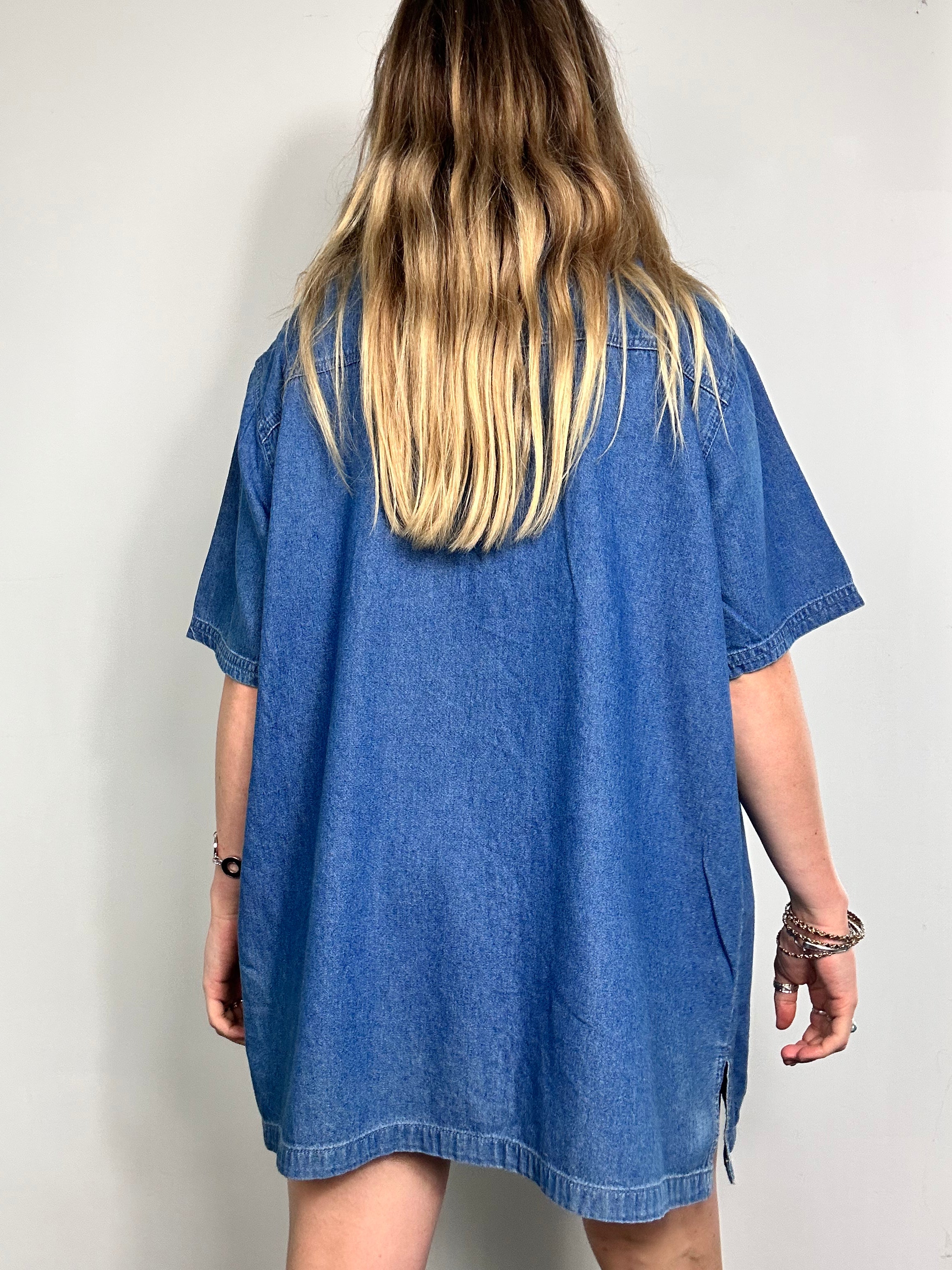 Patchwork Denim Embroidered Shirt Size Xl