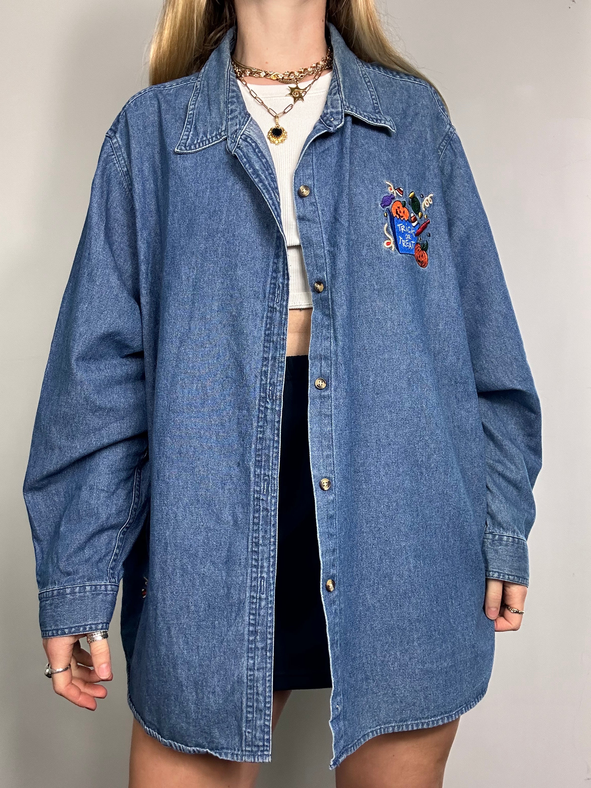 halloween Denim 90's Shirt Size Cl
