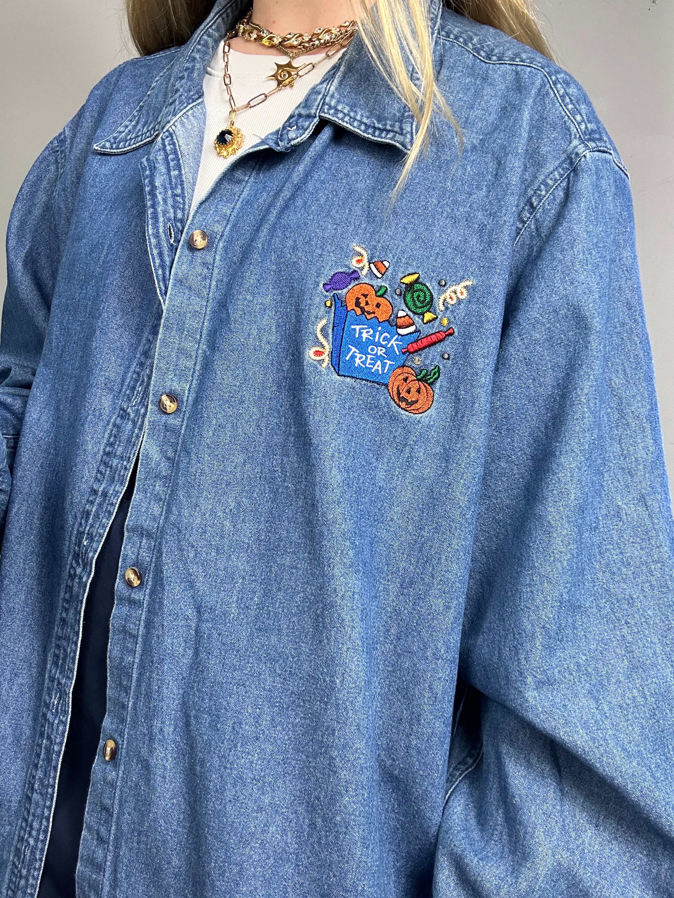 halloween Denim 90's Shirt Size Cl