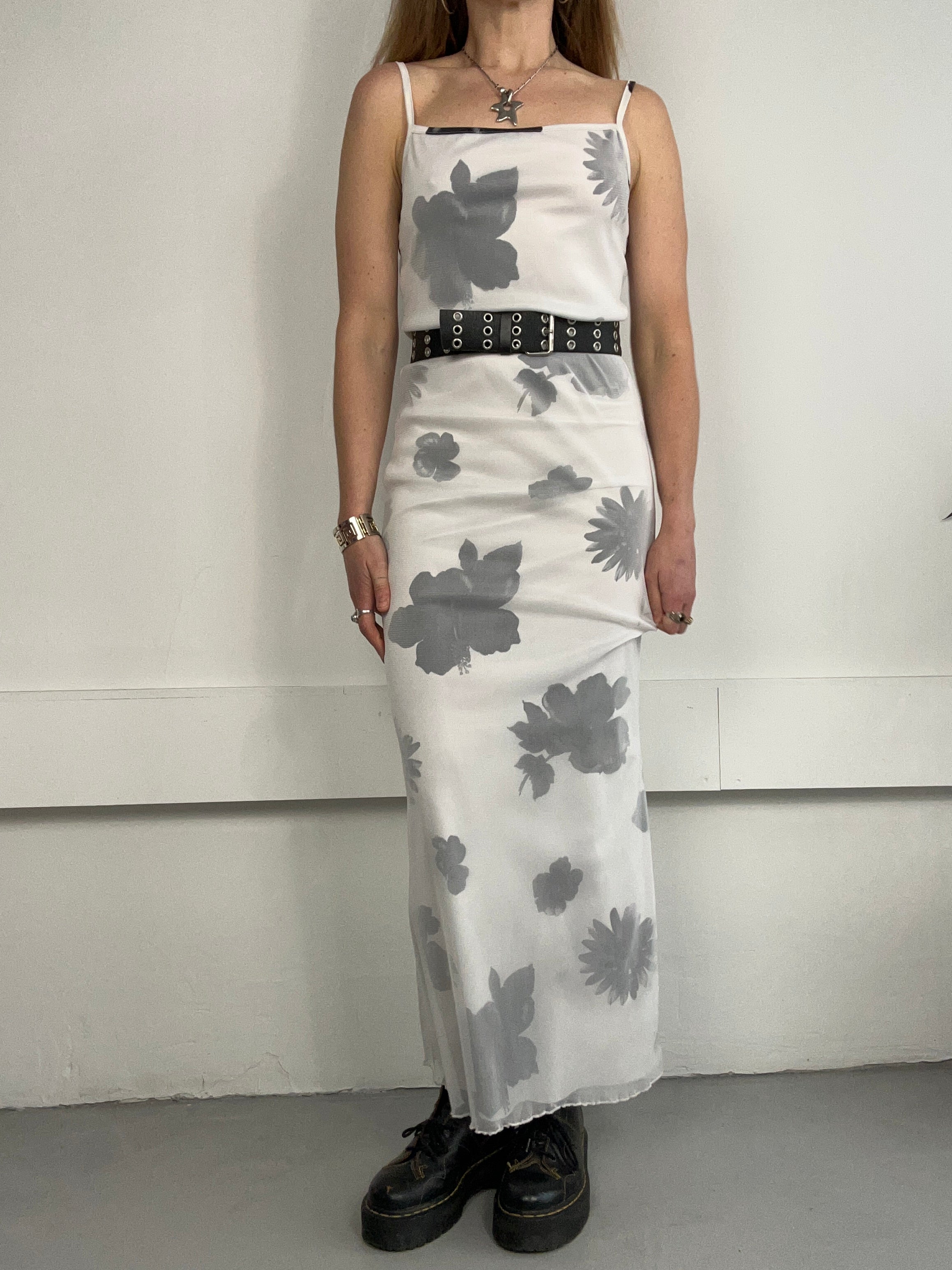 Mes White floral Cami Dress 90's Size 8