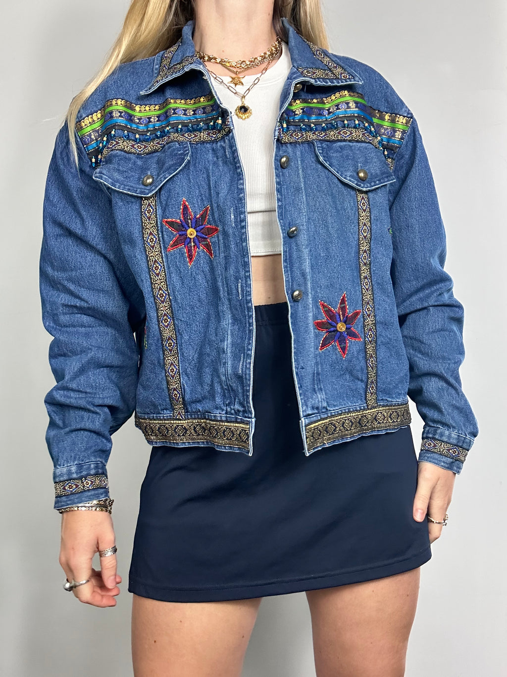 Fringed 80's Denim Jacket Size 10