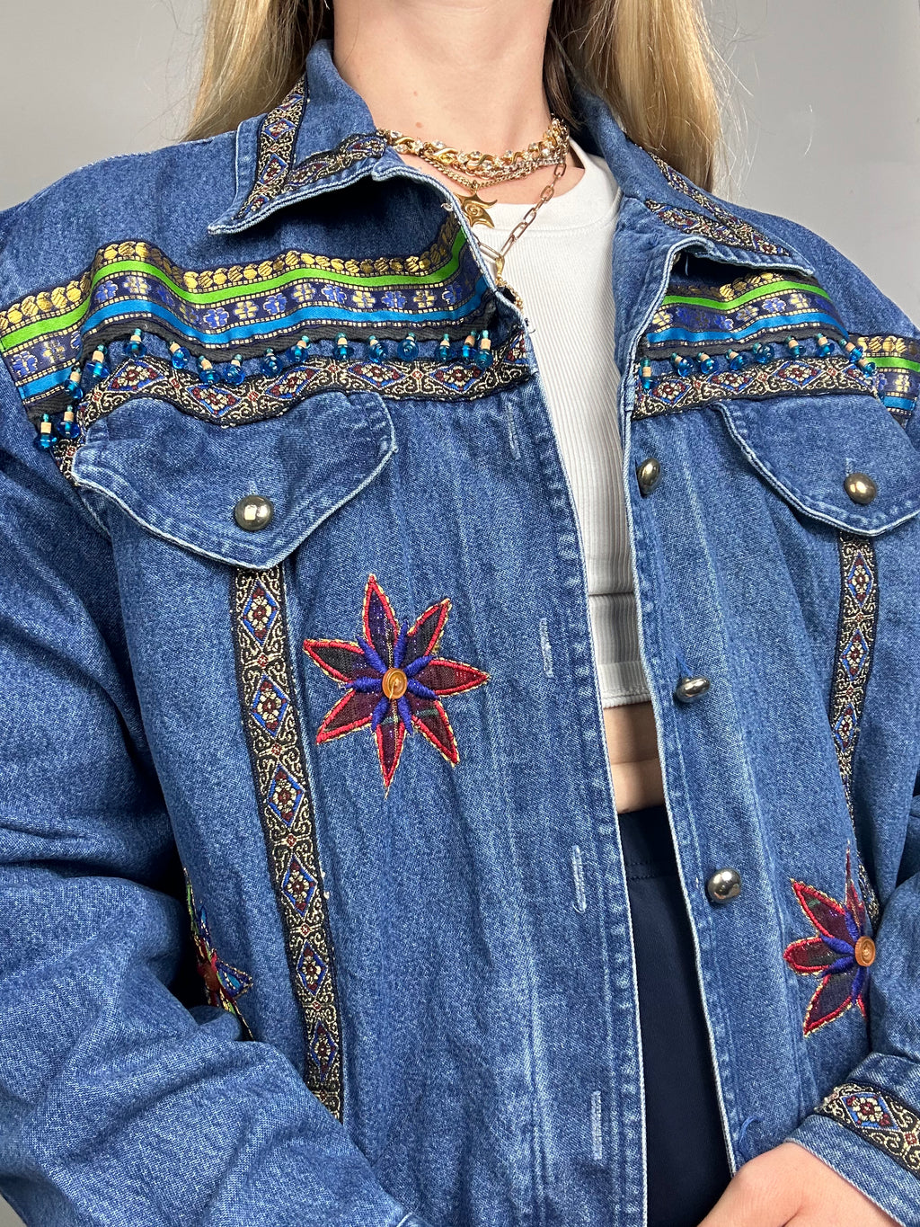 Fringed 80's Denim Jacket Size 10