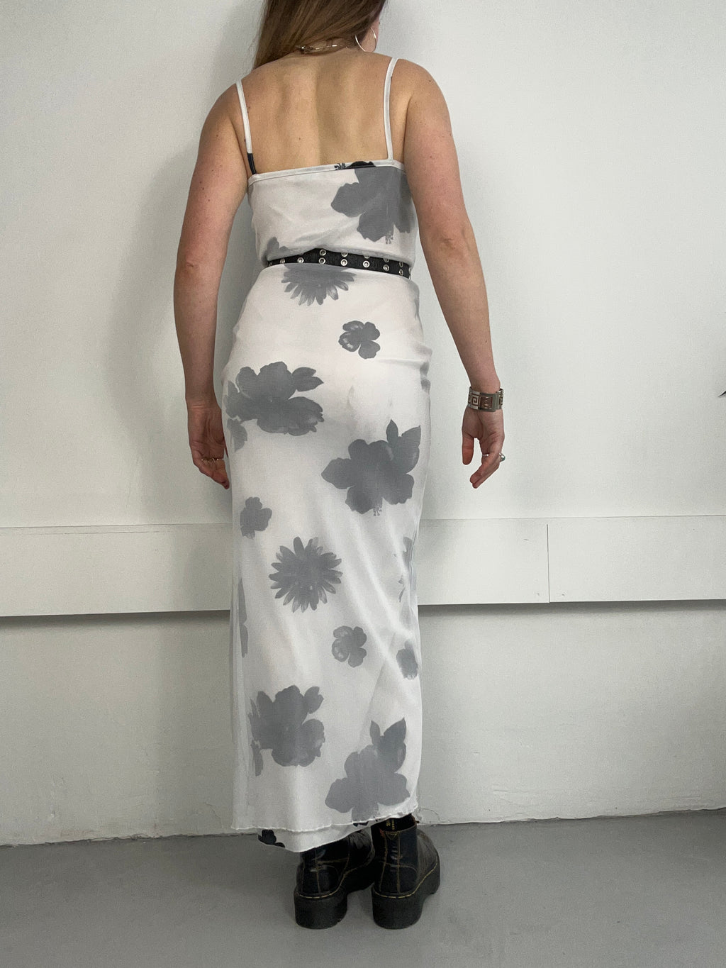 Mes White floral Cami Dress 90's Size 8