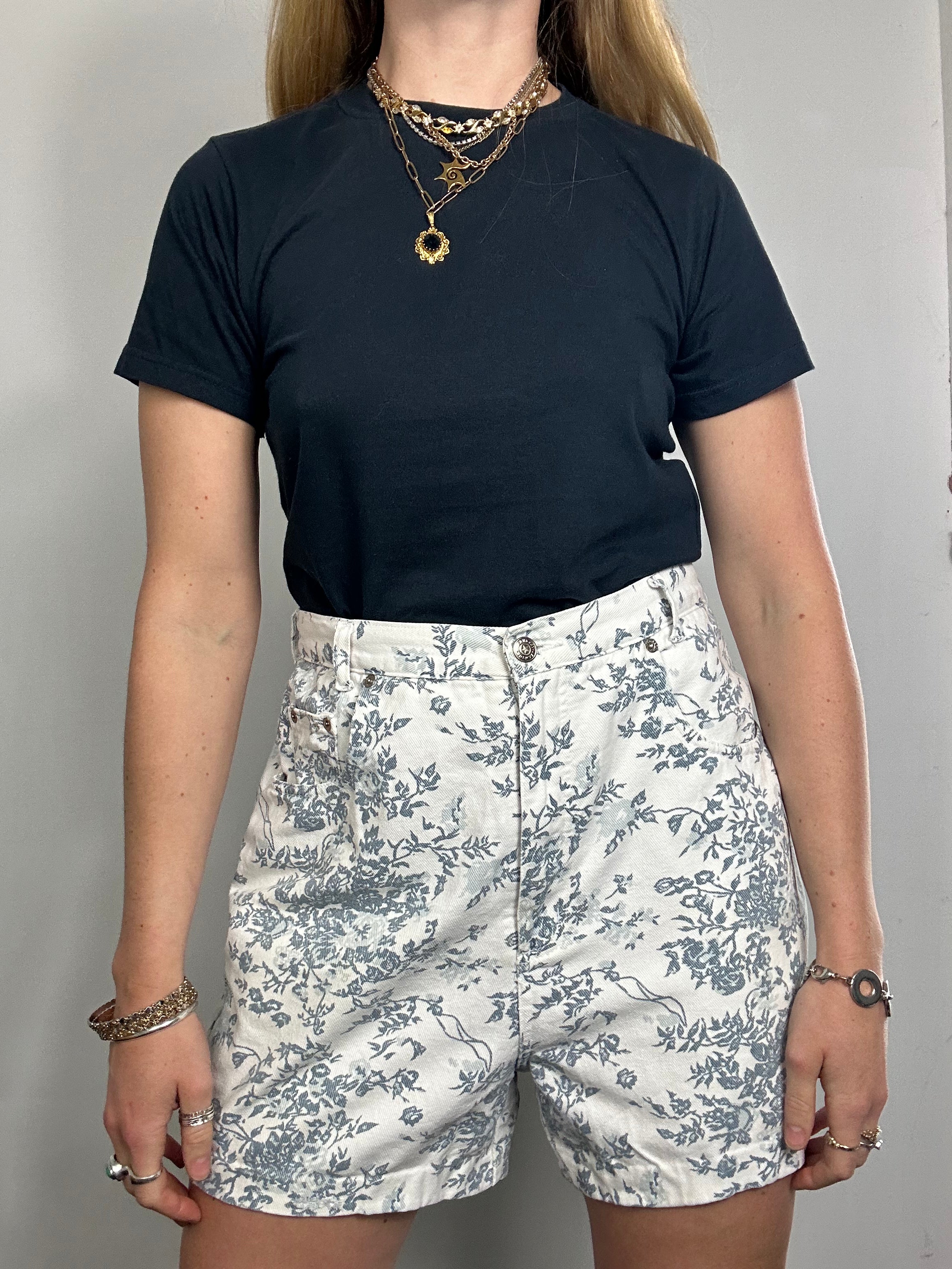 Floral Denim 80's Shorts Size 12