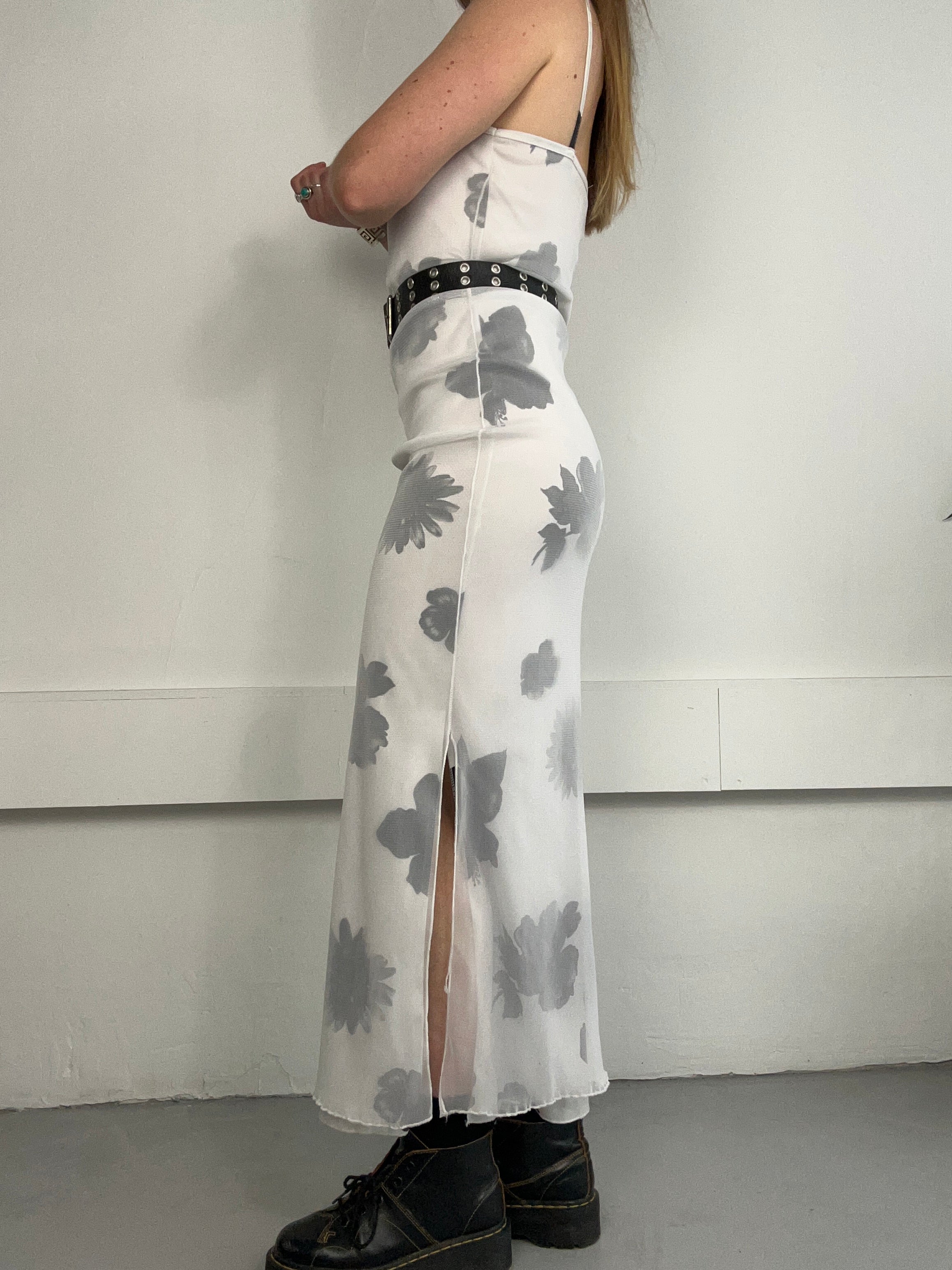 Mes White floral Cami Dress 90's Size 8