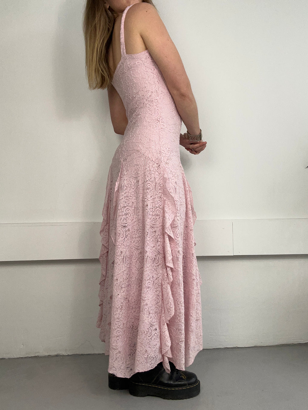 Pink Lace Ruffle Dress Size 10