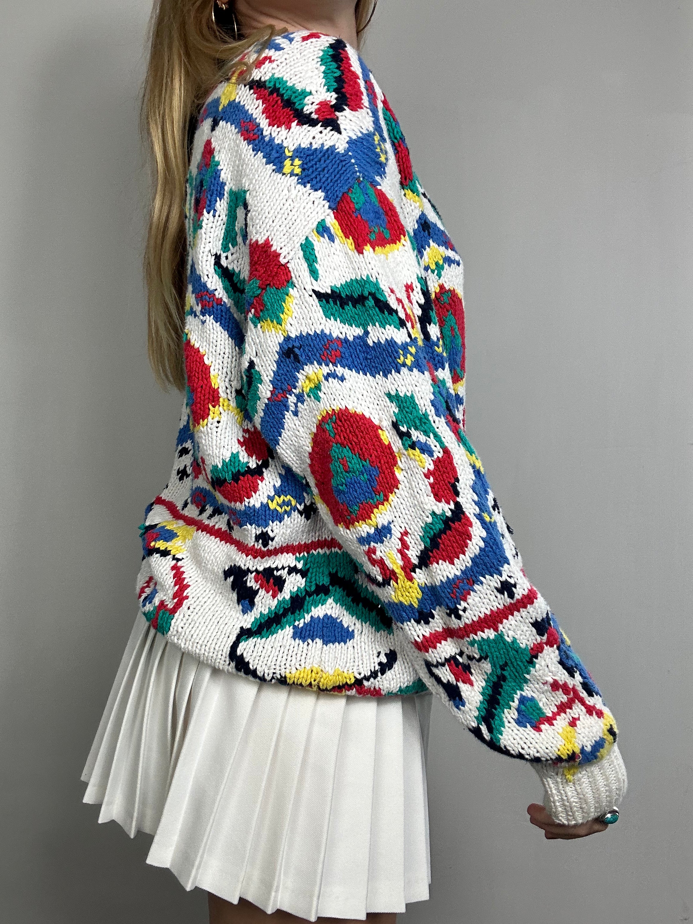 White 80's knit Sweater Size M