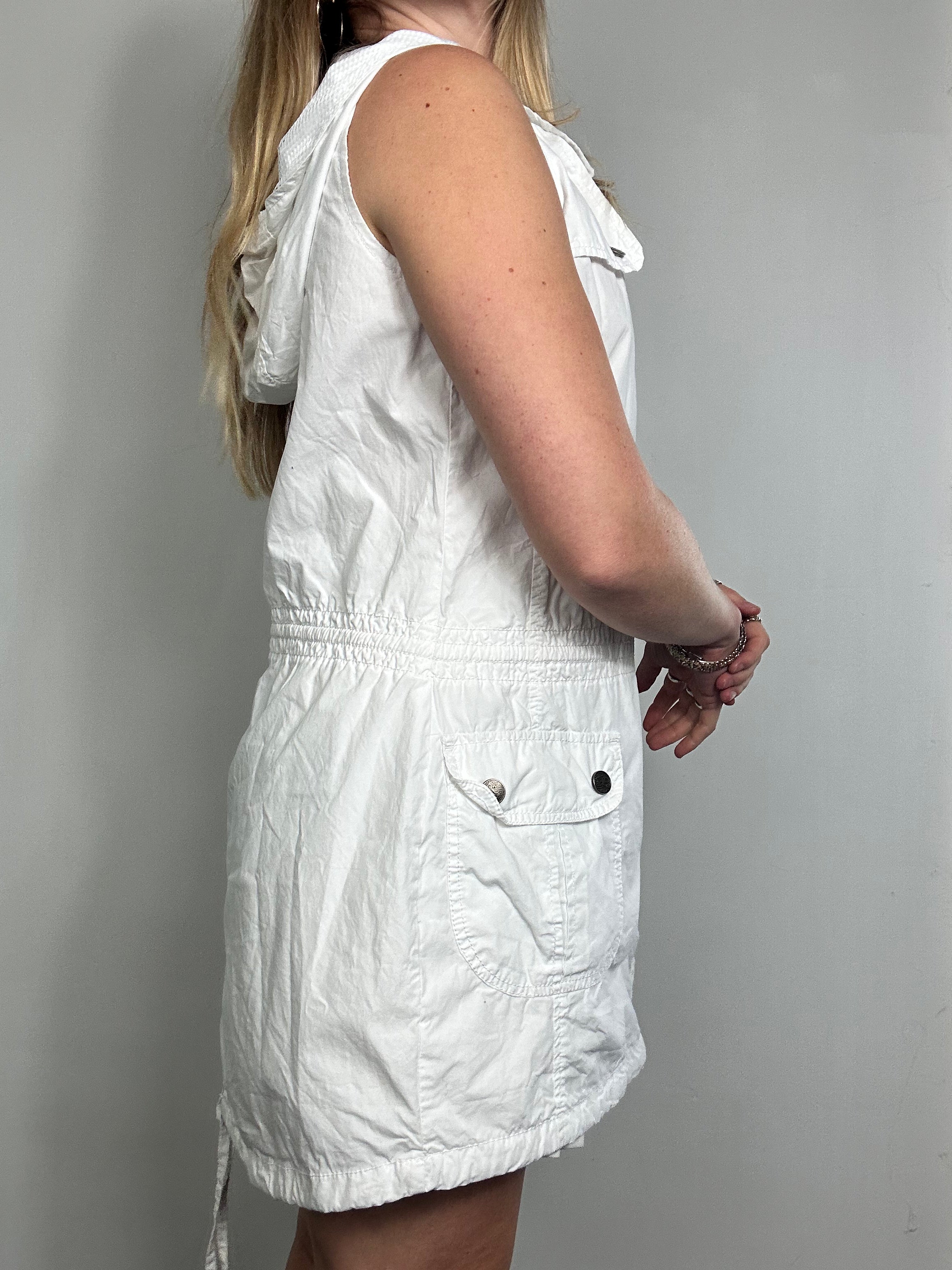 White Cargo Hooded Dress Size 10/12