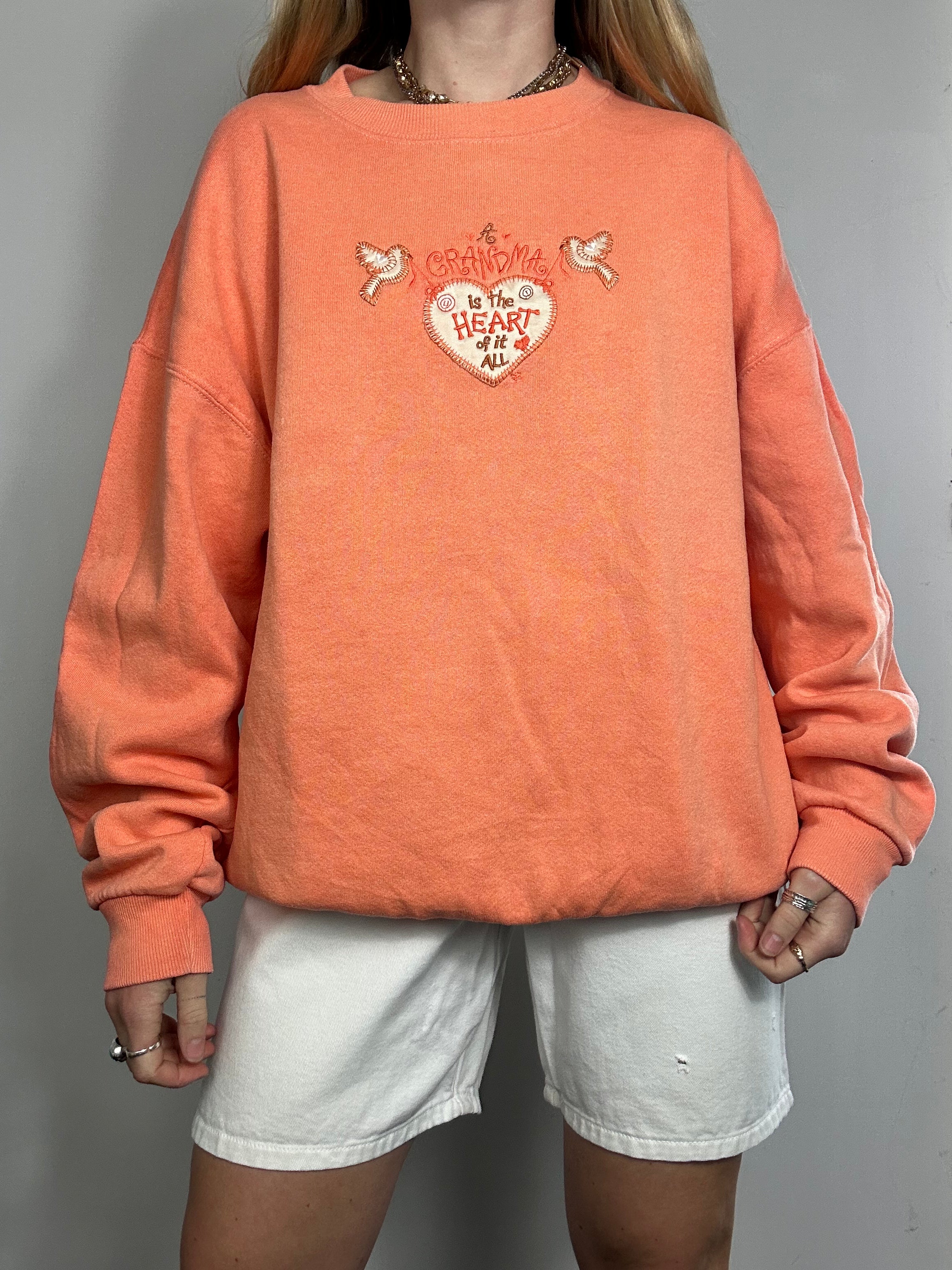 Granma Is The heart Peach Sweater Size L