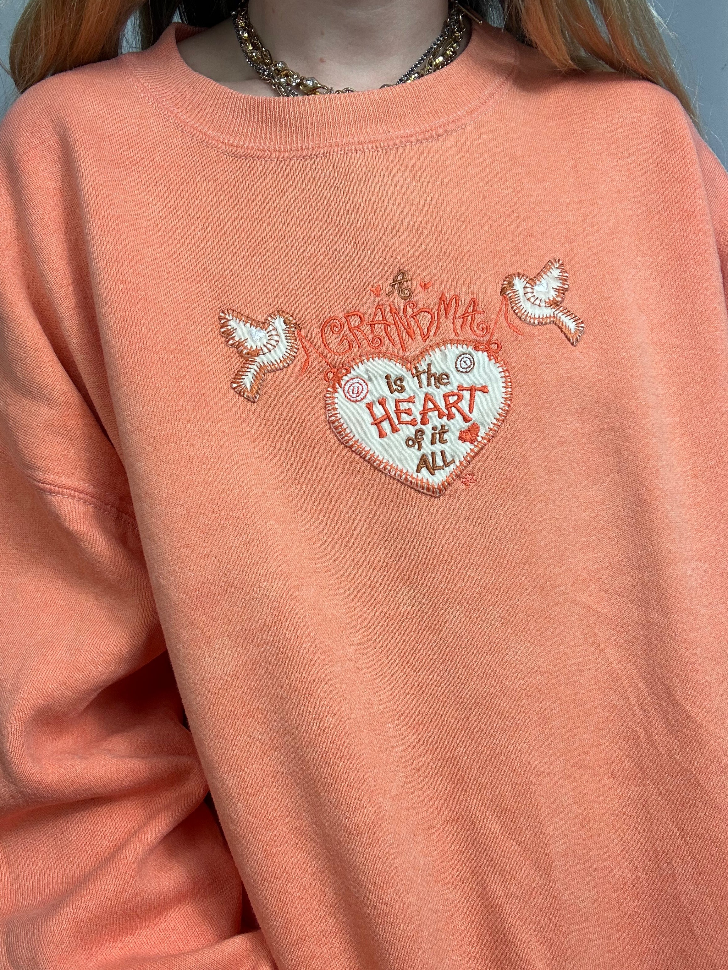 Granma Is The heart Peach Sweater Size L