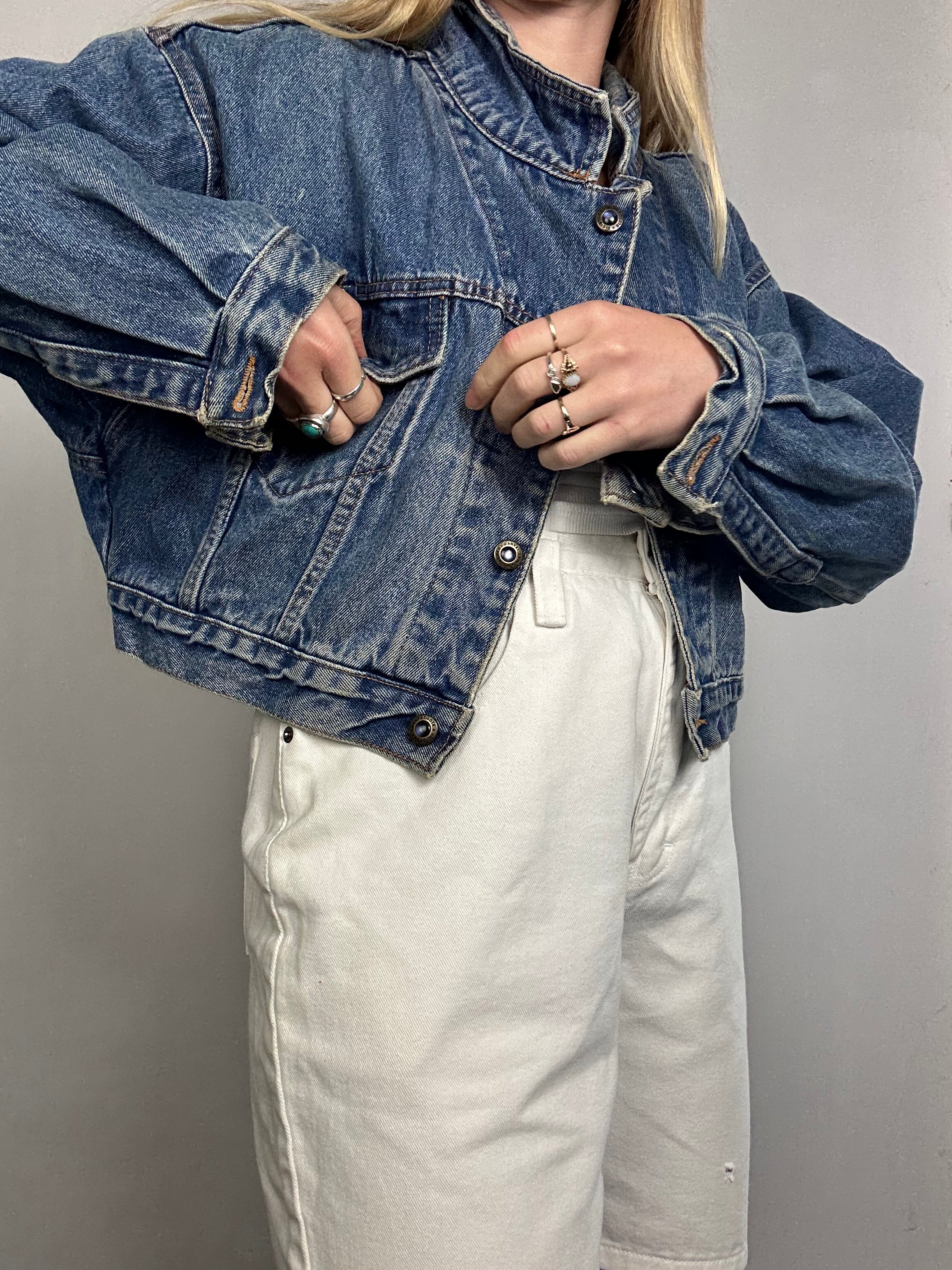 Cropped 80's Indigo Denim Jacket size 10