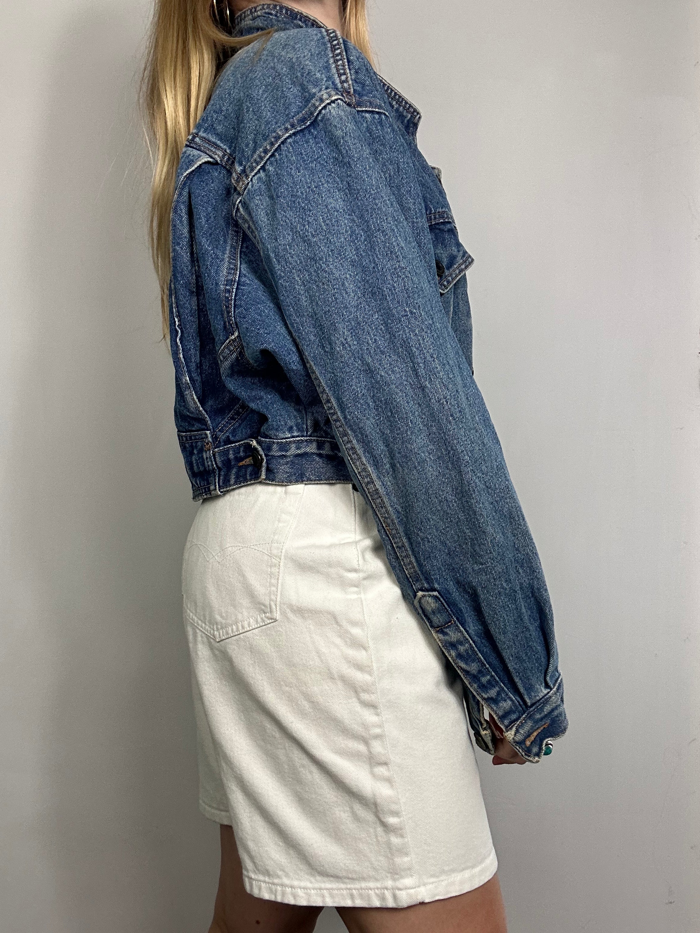 Cropped 80's Indigo Denim Jacket size 10