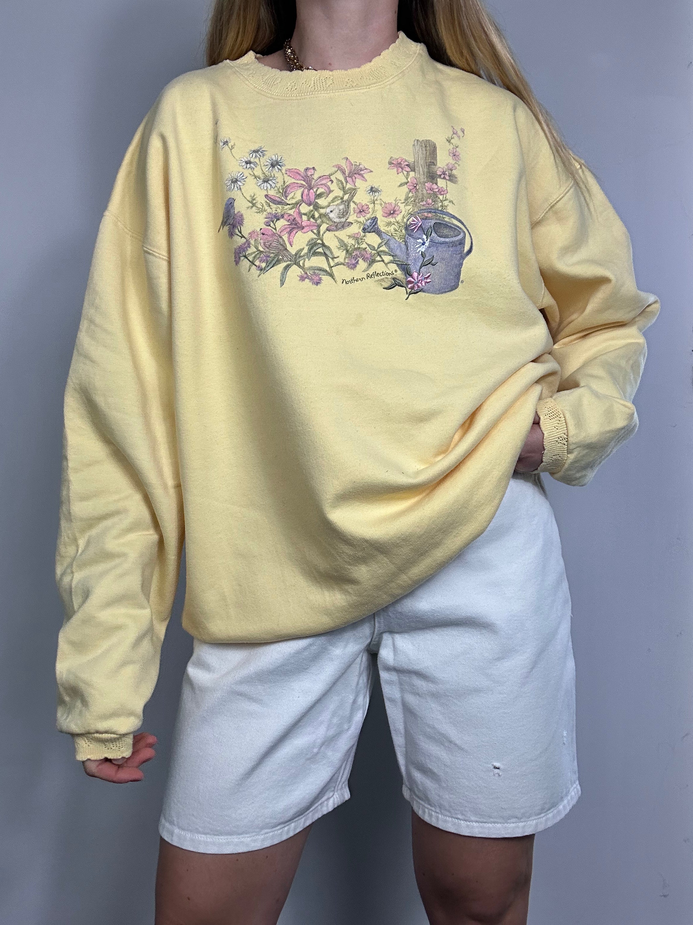 Lemon 80's Flower Can Sweater size L/XL