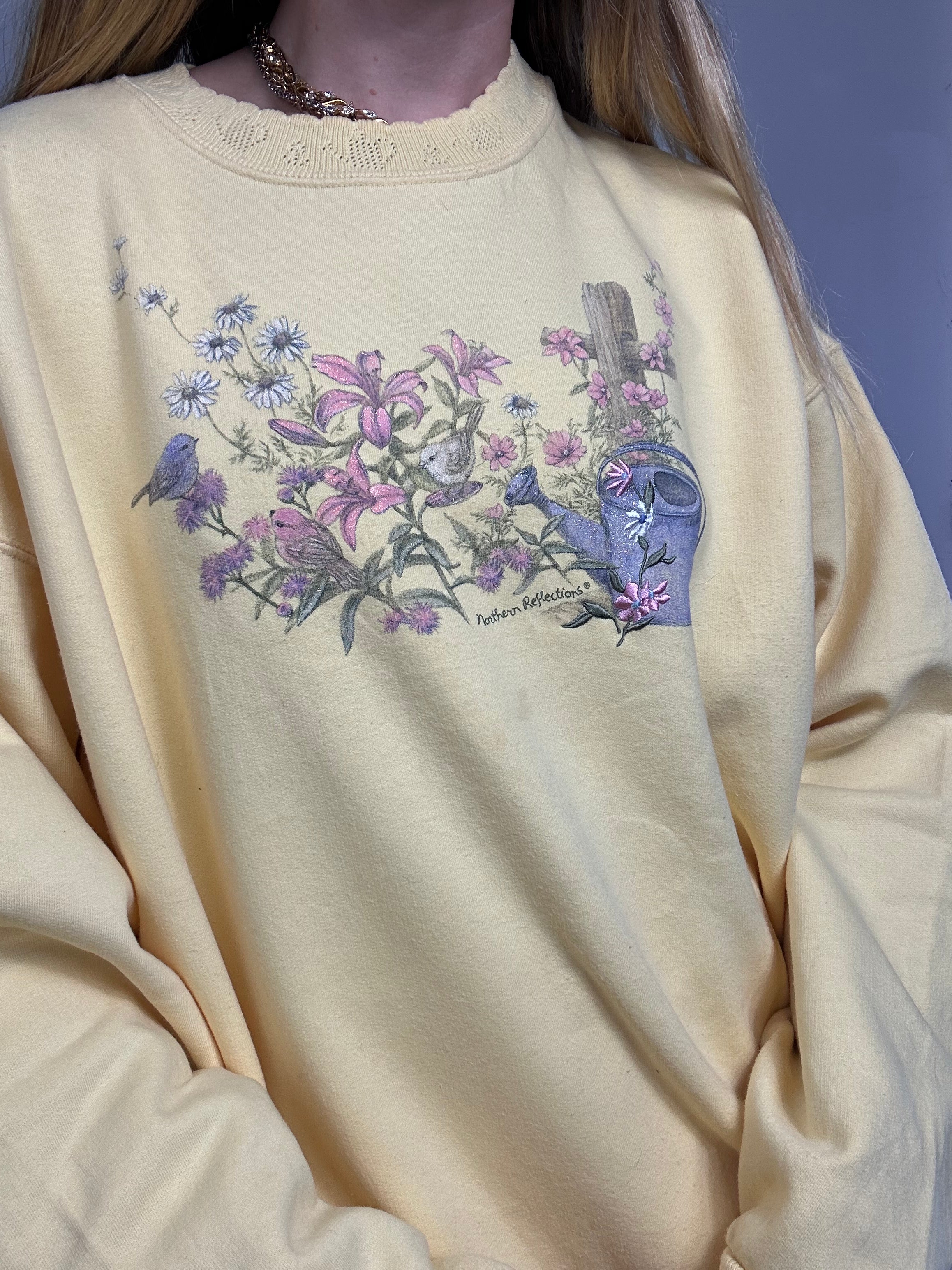 Lemon 80's Flower Can Sweater size L/XL