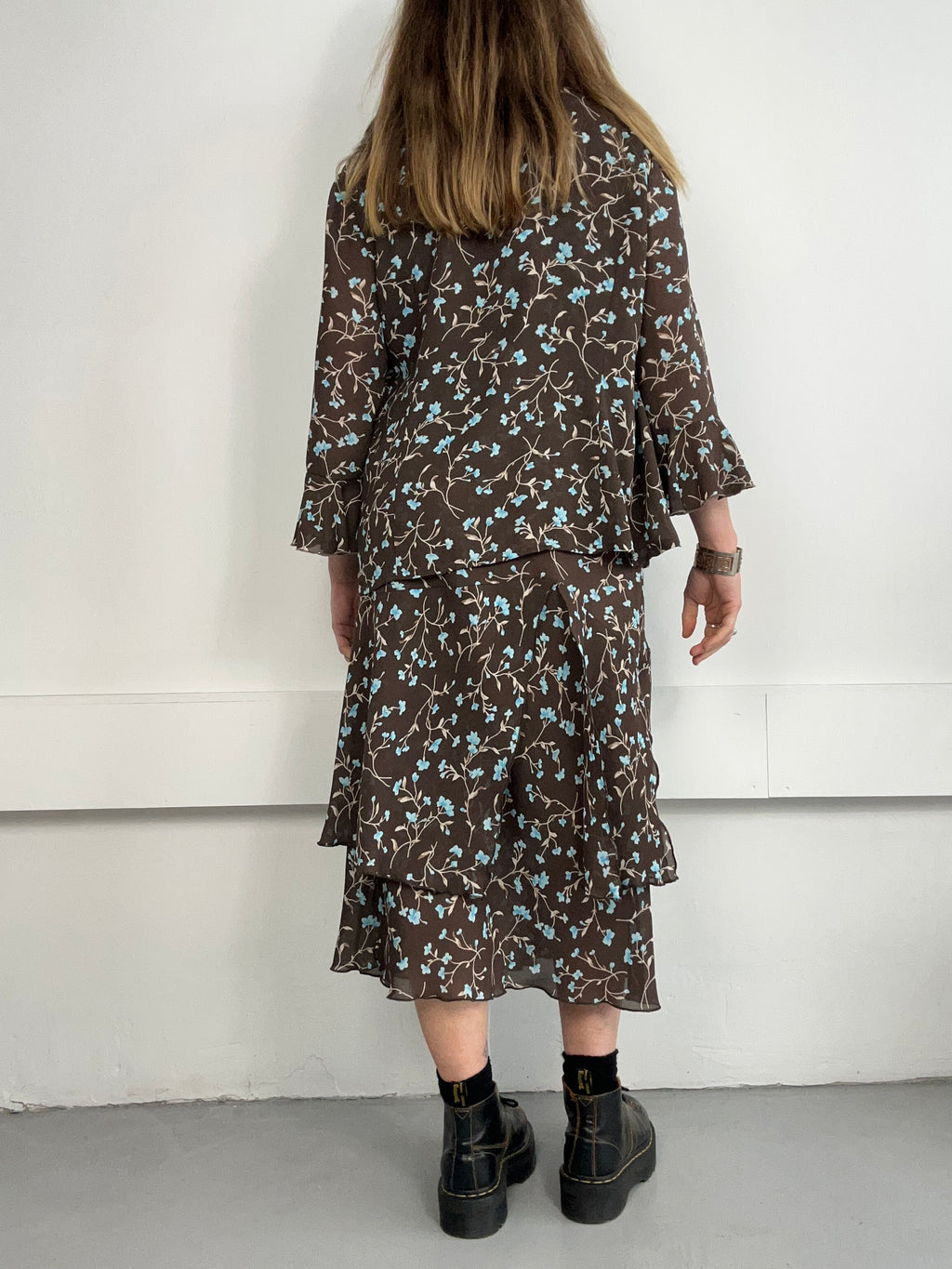 Brown 90's Floral Shirt And Dress Size 10