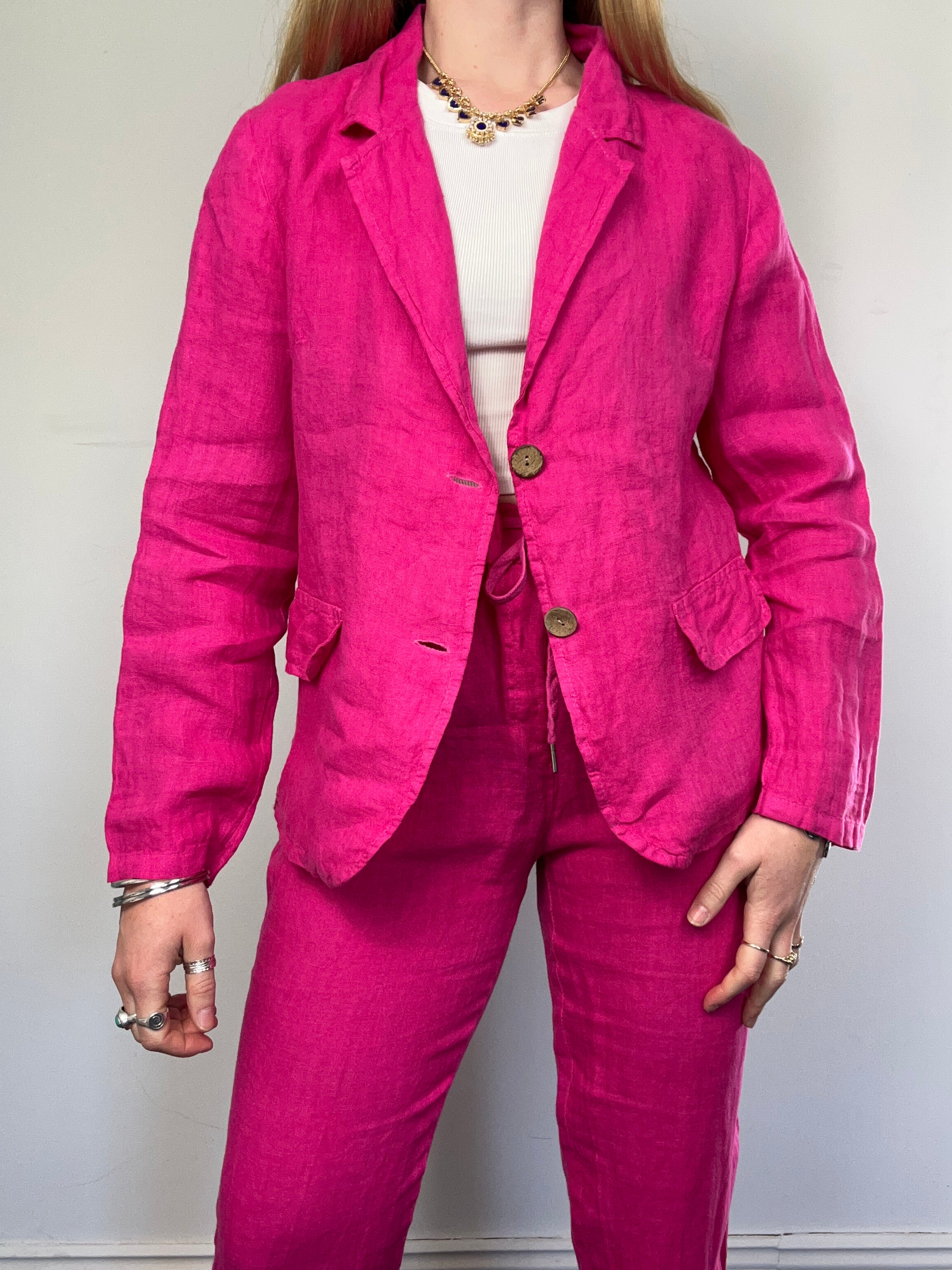 Pink linen Suit Size 8